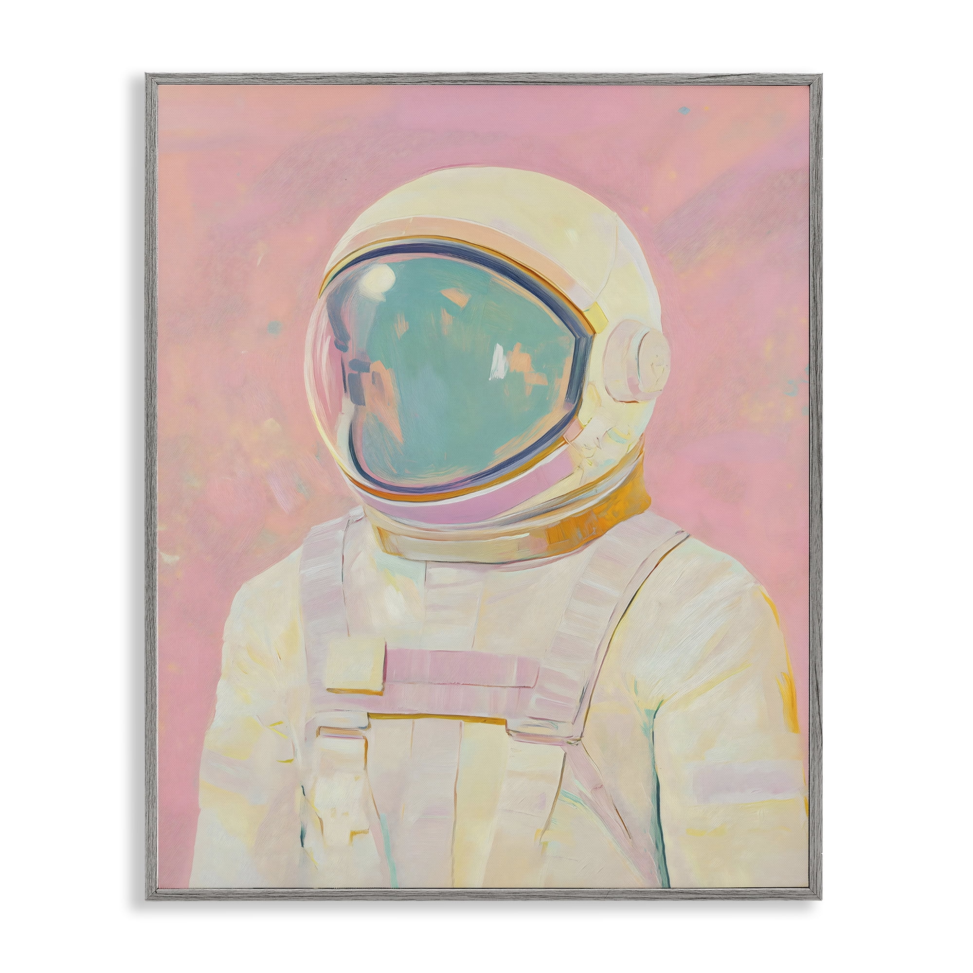 Stupell Industries Astronaut Portrait in Pink Dream Gray Framed Giclee Art, design by The Prints Vibe