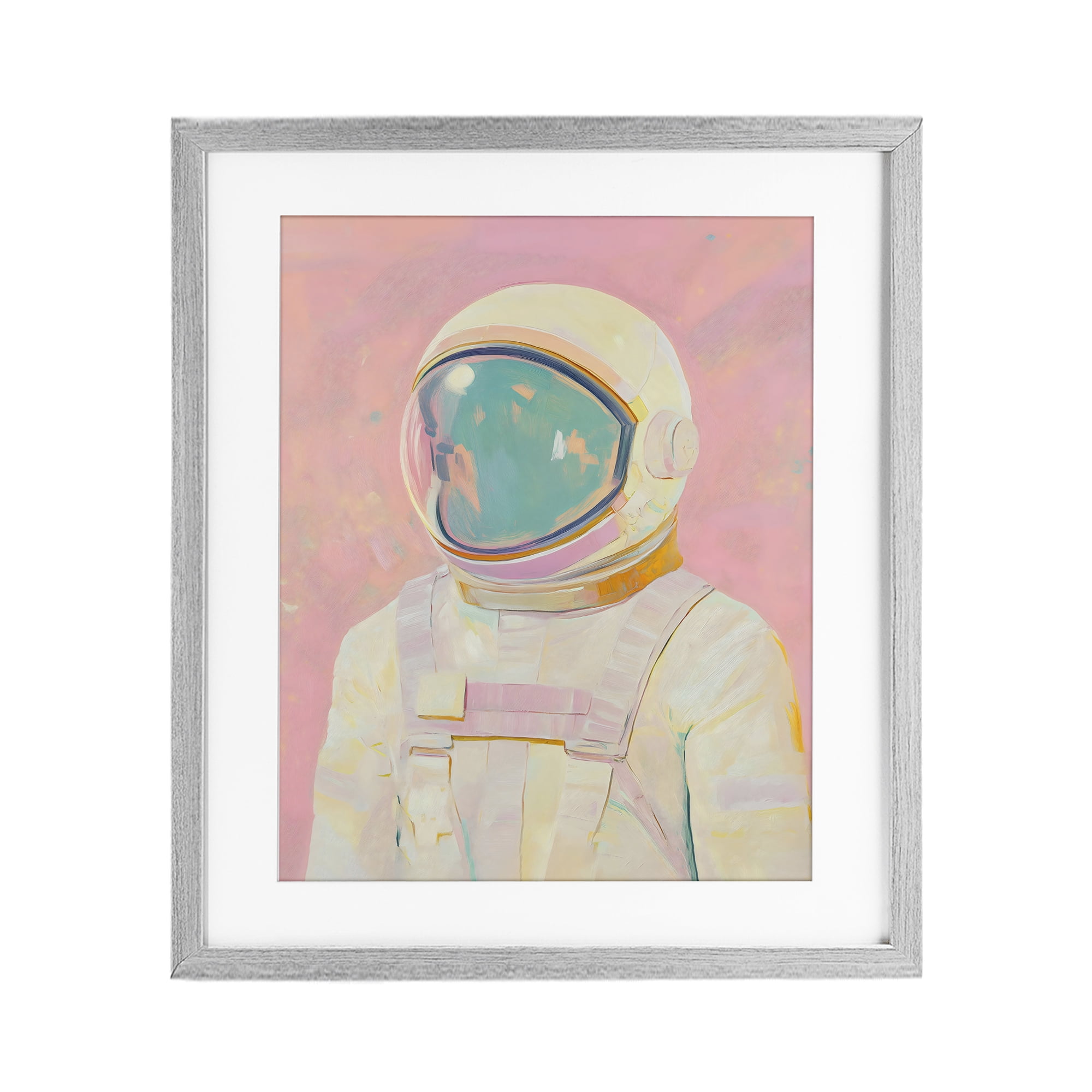 Stupell Industries Astronaut Portrait in Pink Dream Gray Framed Print Under Glass, design by The Prints Vibe