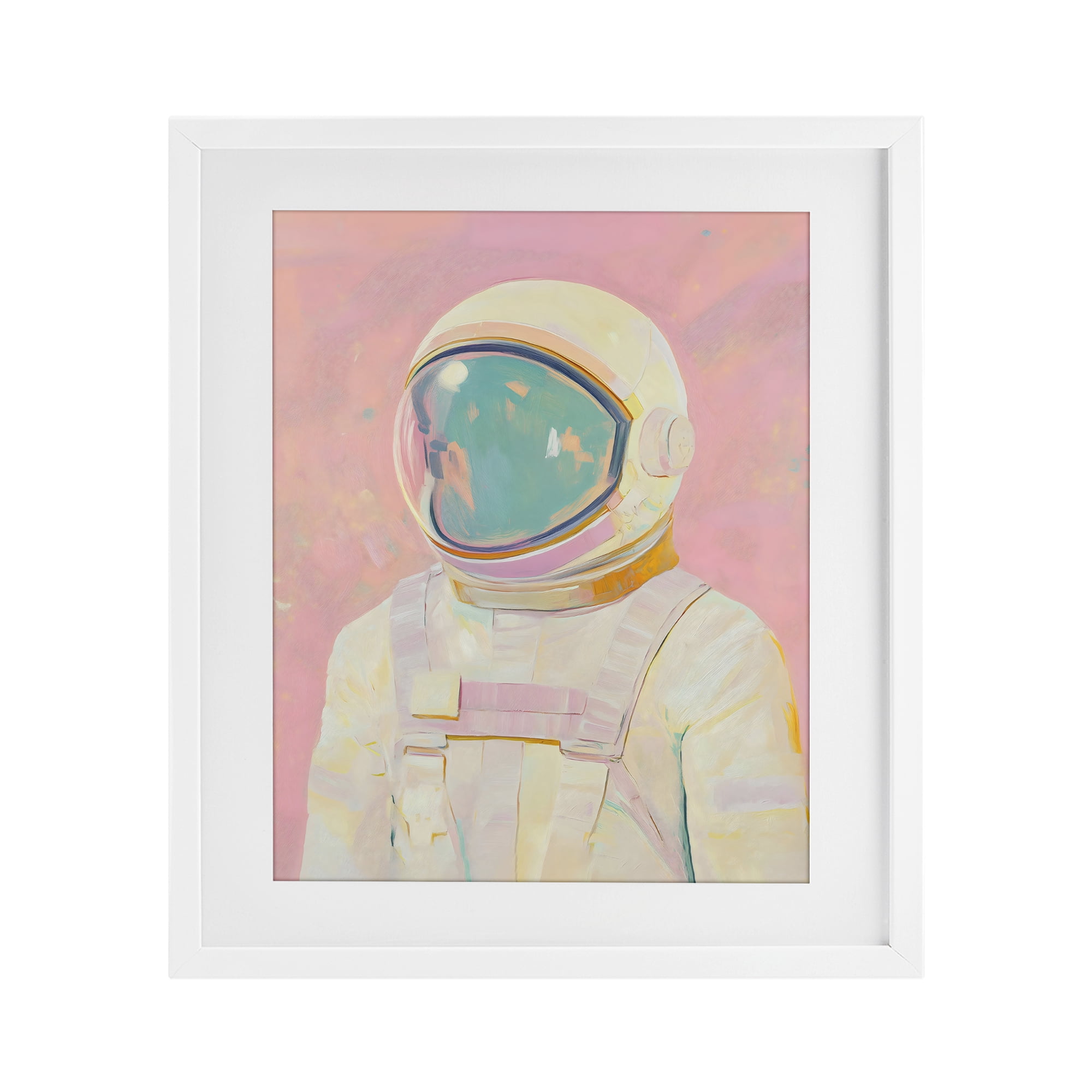 Stupell Industries Astronaut Portrait in Pink Dream White Framed Print Under Glass, design by The Prints Vibe