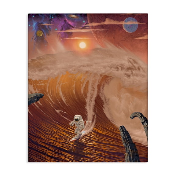 Stupell Industries Astronaut Riding The Wave Canvas Wall Art design by Vincent Hie, 20 x 16