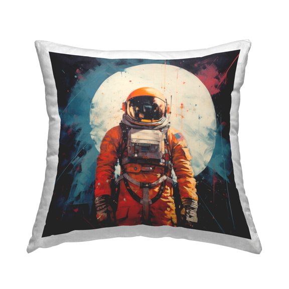 Stupell Industries Astronaut in Modern Galaxy Decorative Printed Throw Pillow, 18 x 18