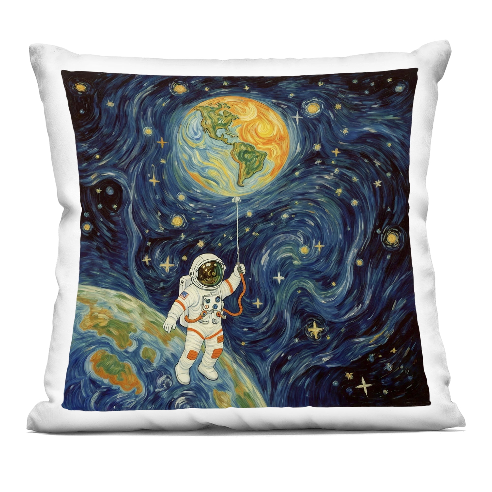 Stupell Industries Astronaut with Earth Balloon Decorative Printed Throw Pillow, design by Angie Hawke