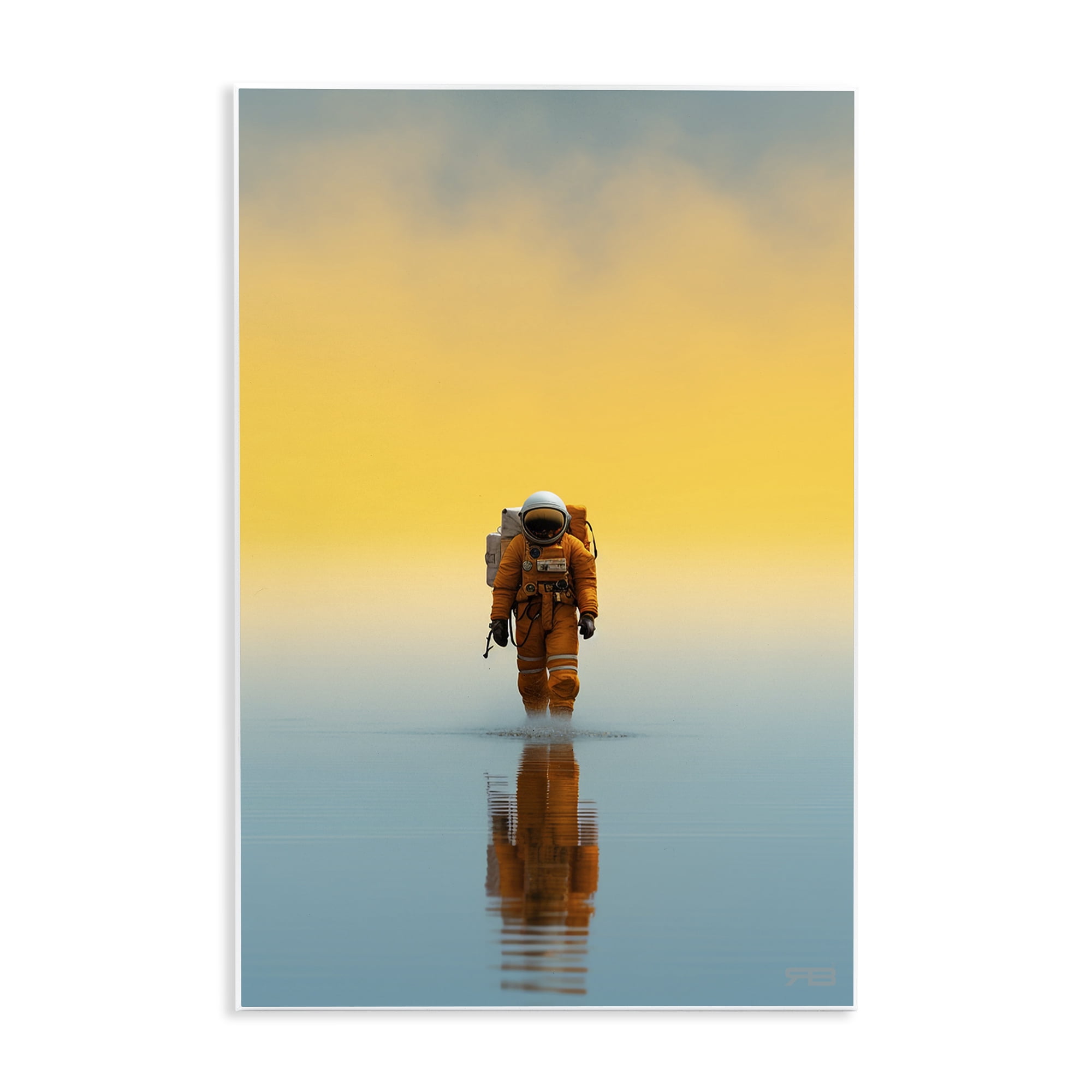 Stupell Industries Astronaut with Ombre Sunset People Painting Unframed Art Print Wall Art, 13 x 19