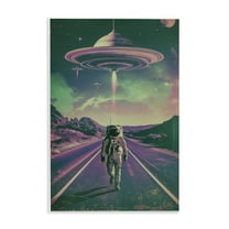 Stupell Industries Astronaut with Overhead UFO Fantasy & Sci-Fi Painting Unframed Art Print Wall Art, 10 x 15