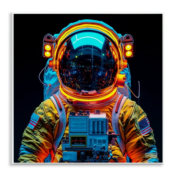 Stupell Industries Astronaut with Reflective Helmet Astrology & Stars Painting Unframed Art Print Wall Art, 12 x 12