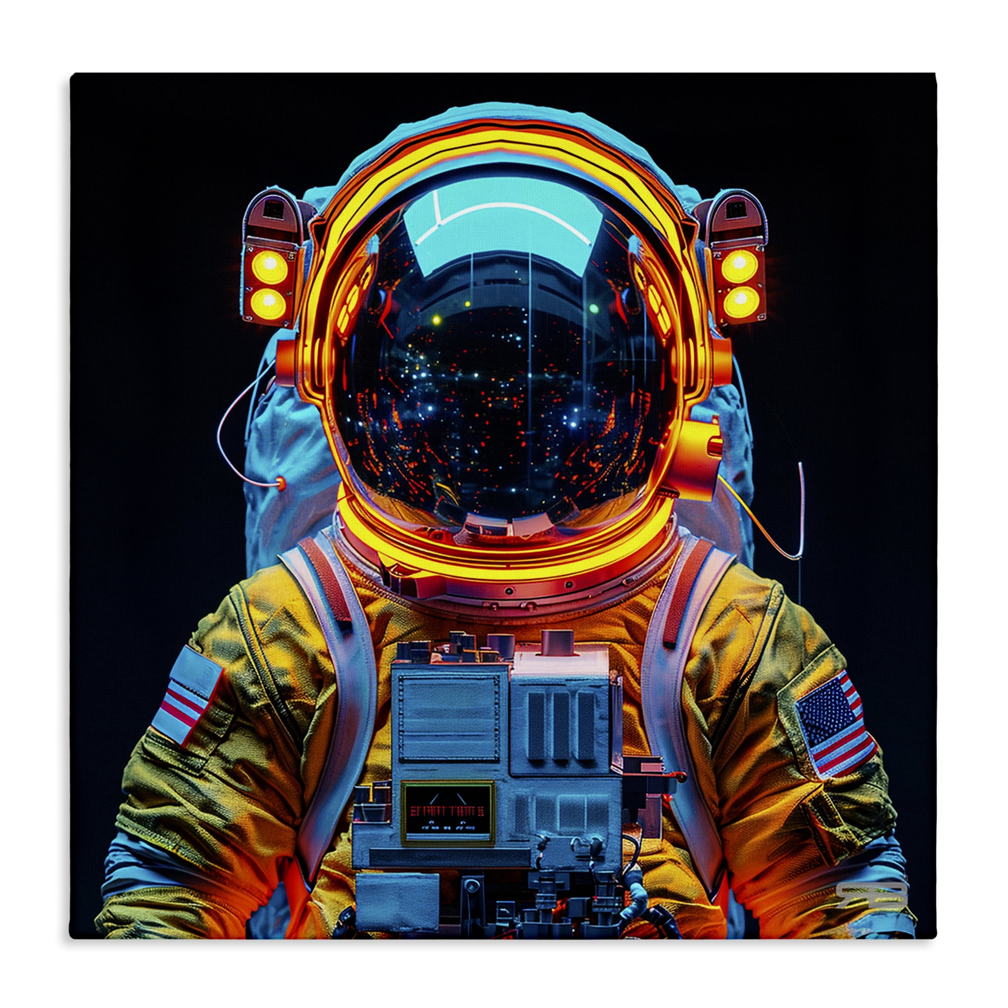 Stupell Industries Astronaut with Reflective Helmet Astrology & Stars Painting Wrapped Canvas Art Print Wall Art, 30 x 30