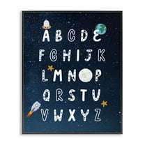 Stupell Industries Astronomy Alphabet Chart Novelty Painting Black Framed Art Print Wall Art, 11 x 14