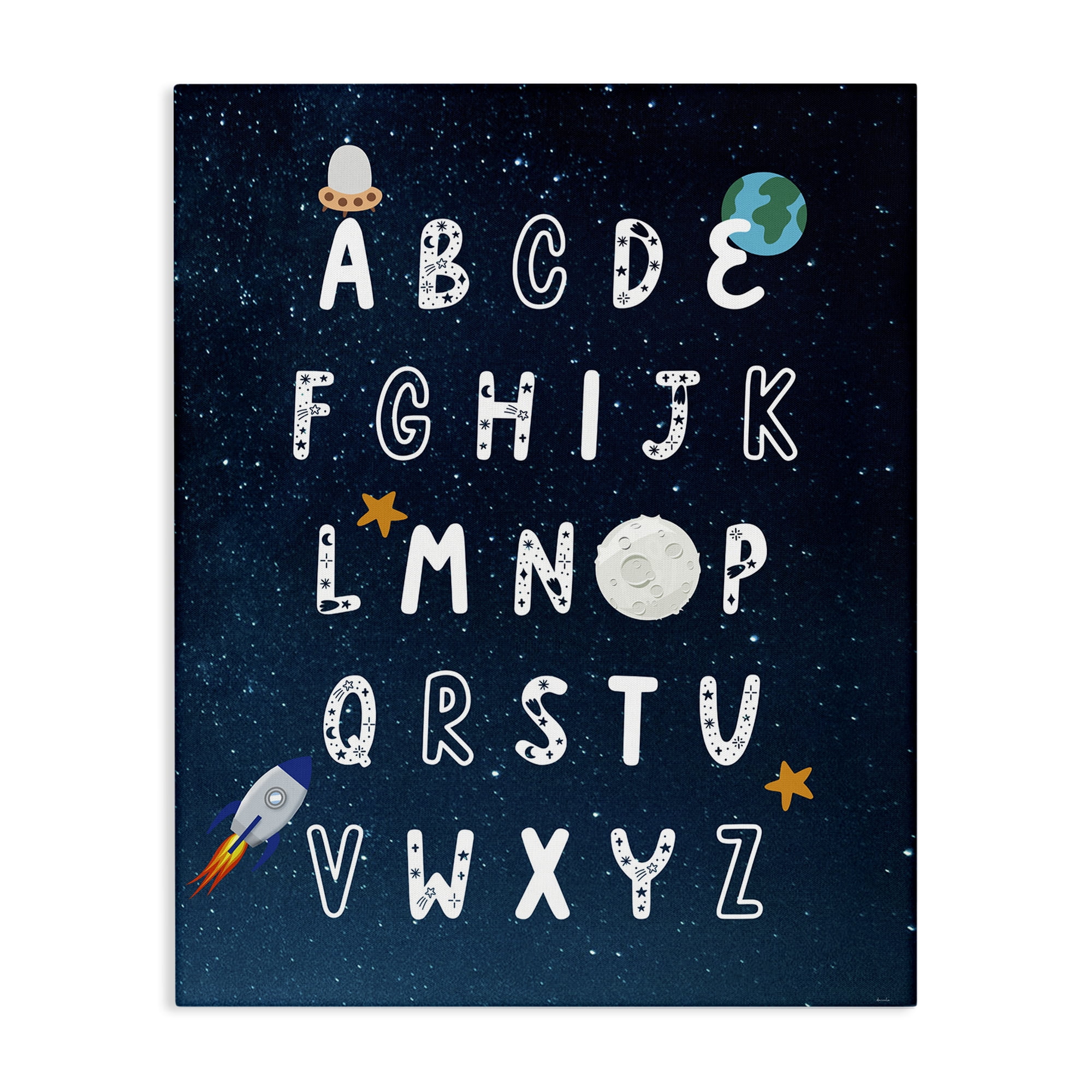 Stupell Industries Astronomy Alphabet Chart Novelty Painting Gallery Wrapped Canvas Art Print Wall Art, 36 x 48