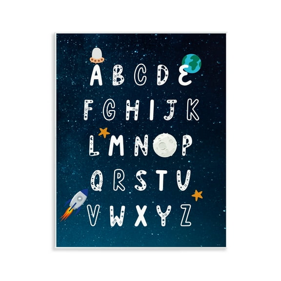 Stupell Industries Astronomy Alphabet Chart Novelty Painting Unframed Art Print Wall Art, 11 x 14