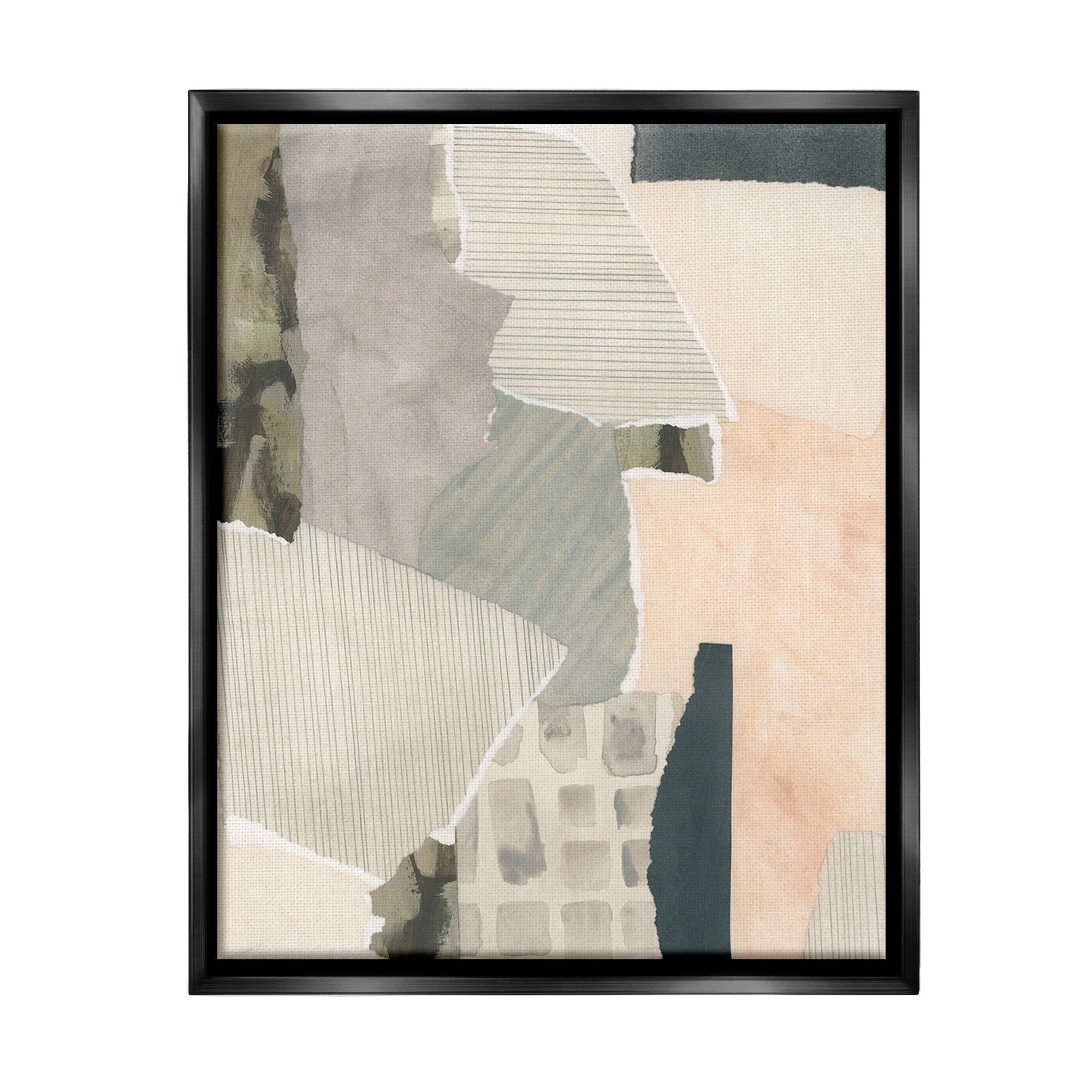 Stupell Industries Asymmetric Neutral Patterns Abstract Painting Black Floater Framed Canvas Art Print Wall Art, 17 x 21