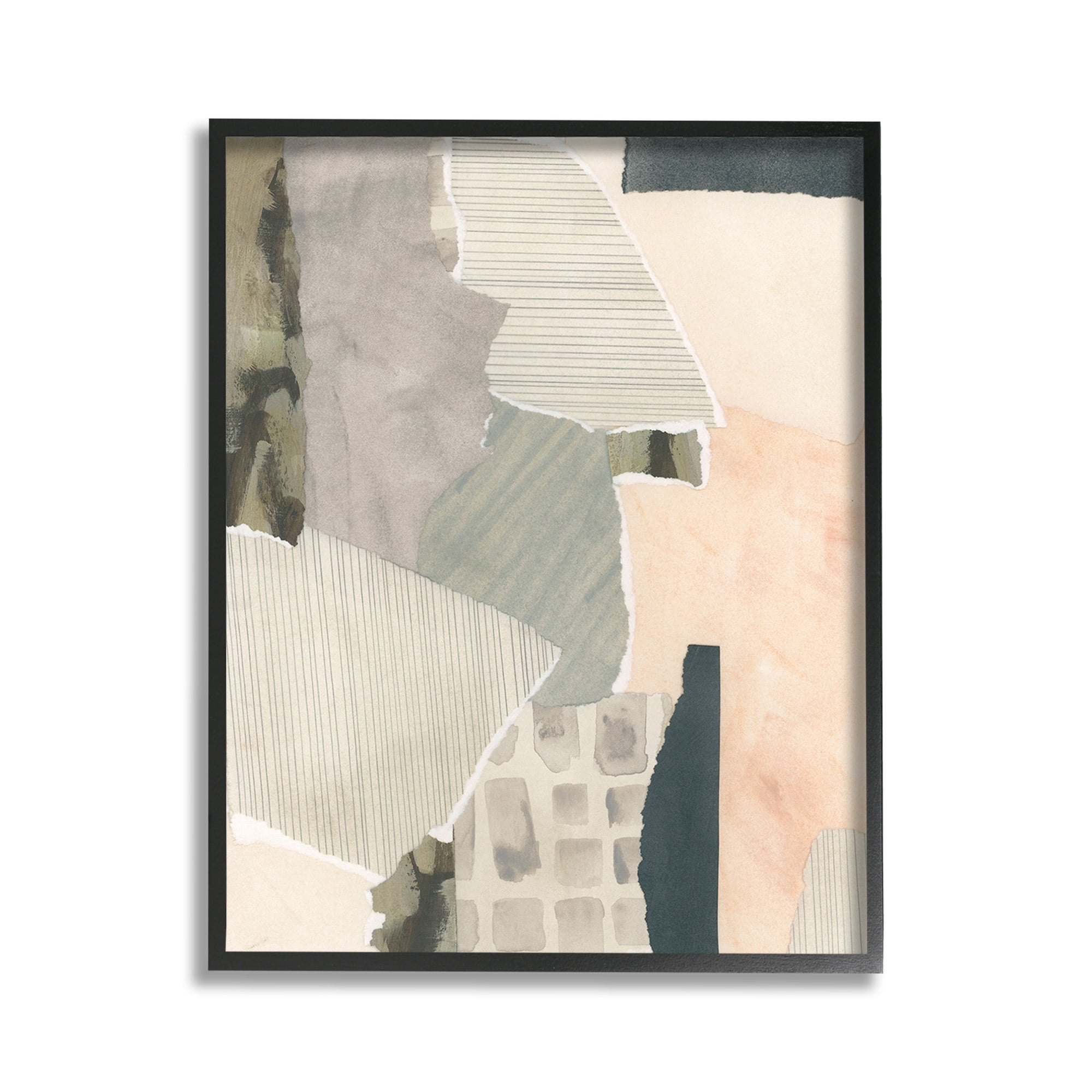 Stupell Industries Asymmetric Neutral Patterns Abstract Painting Black Framed Art Print Wall Art, 11 x 14