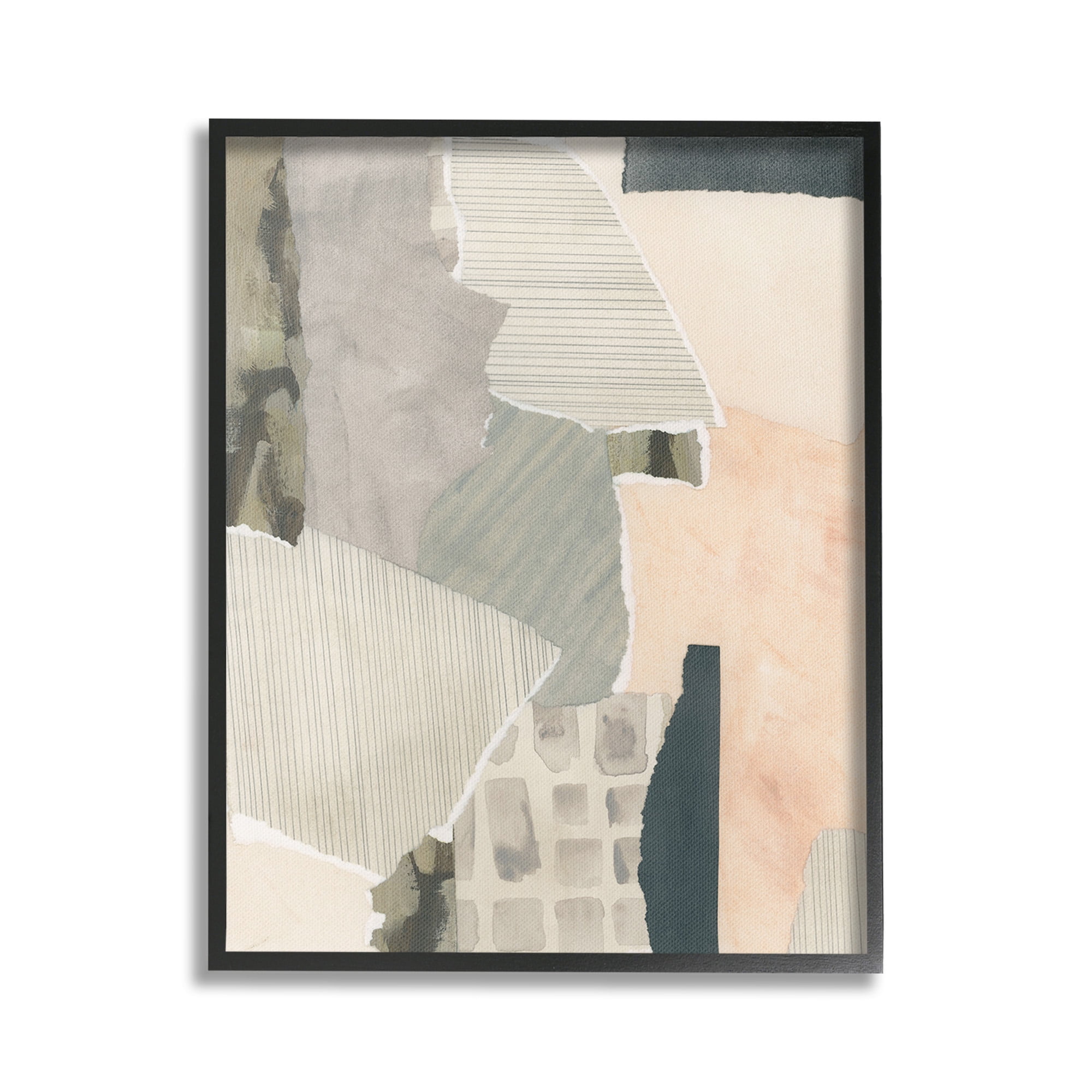 Stupell Industries Asymmetric Neutral Patterns Abstract Painting Black Framed Art Print Wall Art, 16 x 20