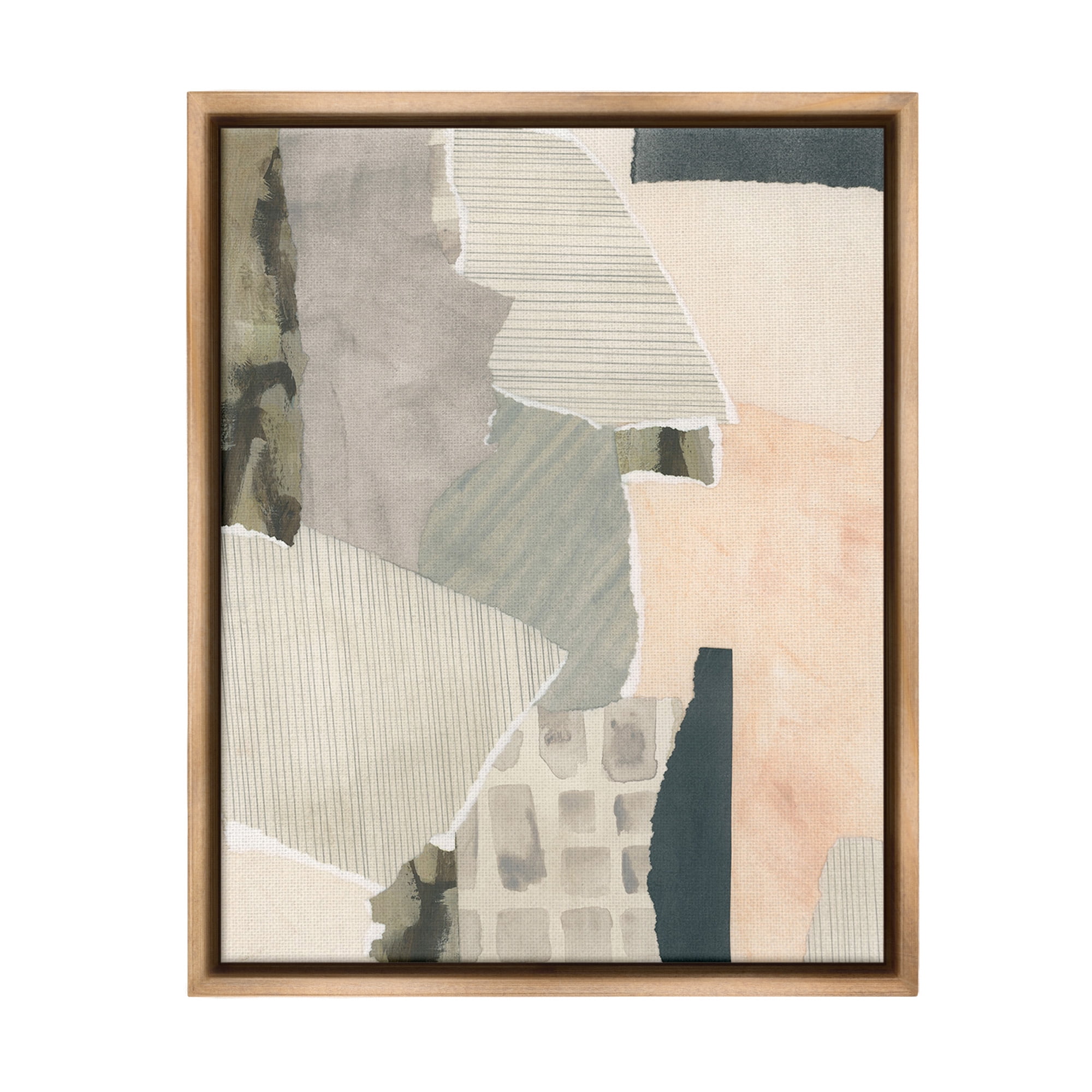 Stupell Industries Asymmetric Neutral Patterns Abstract Painting Brown Floater Framed Canvas Art Print Wall Art, 17 x 21