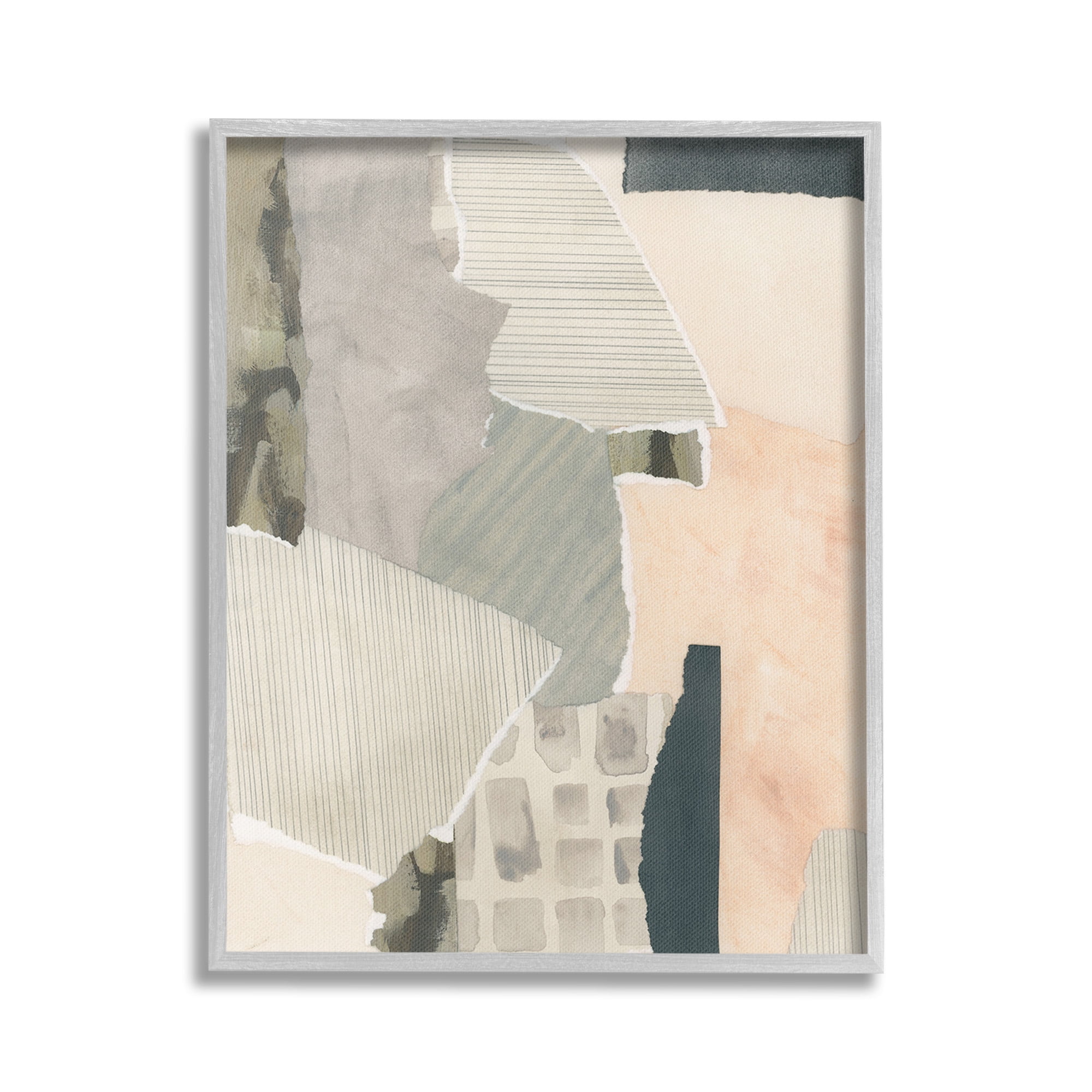 Stupell Industries Asymmetric Neutral Patterns Abstract Painting Gray Framed Art Print Wall Art, 24 x 30