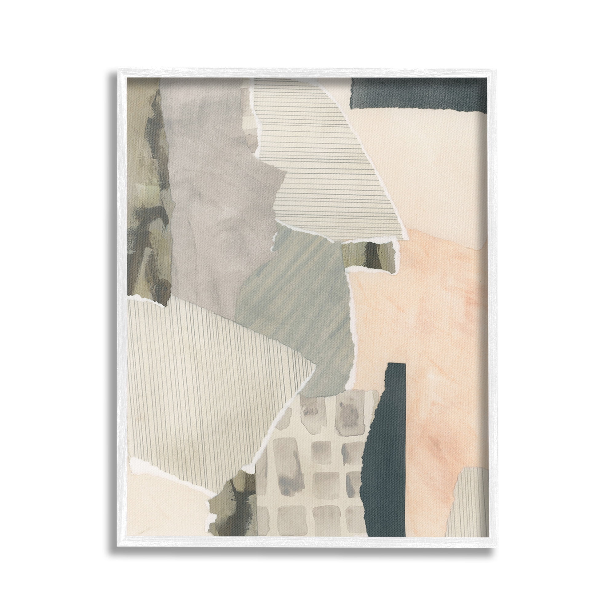 Stupell Industries Asymmetric Neutral Patterns Abstract Painting White Framed Art Print Wall Art, 16 x 20