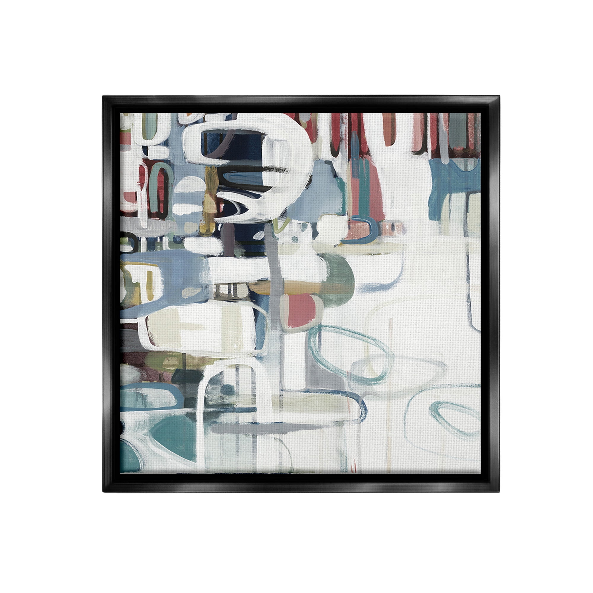 Stupell Industries Asymmetrical Abstract Forms Abstract Painting Black Floater Framed Canvas Art Print Wall Art, 25 x 25