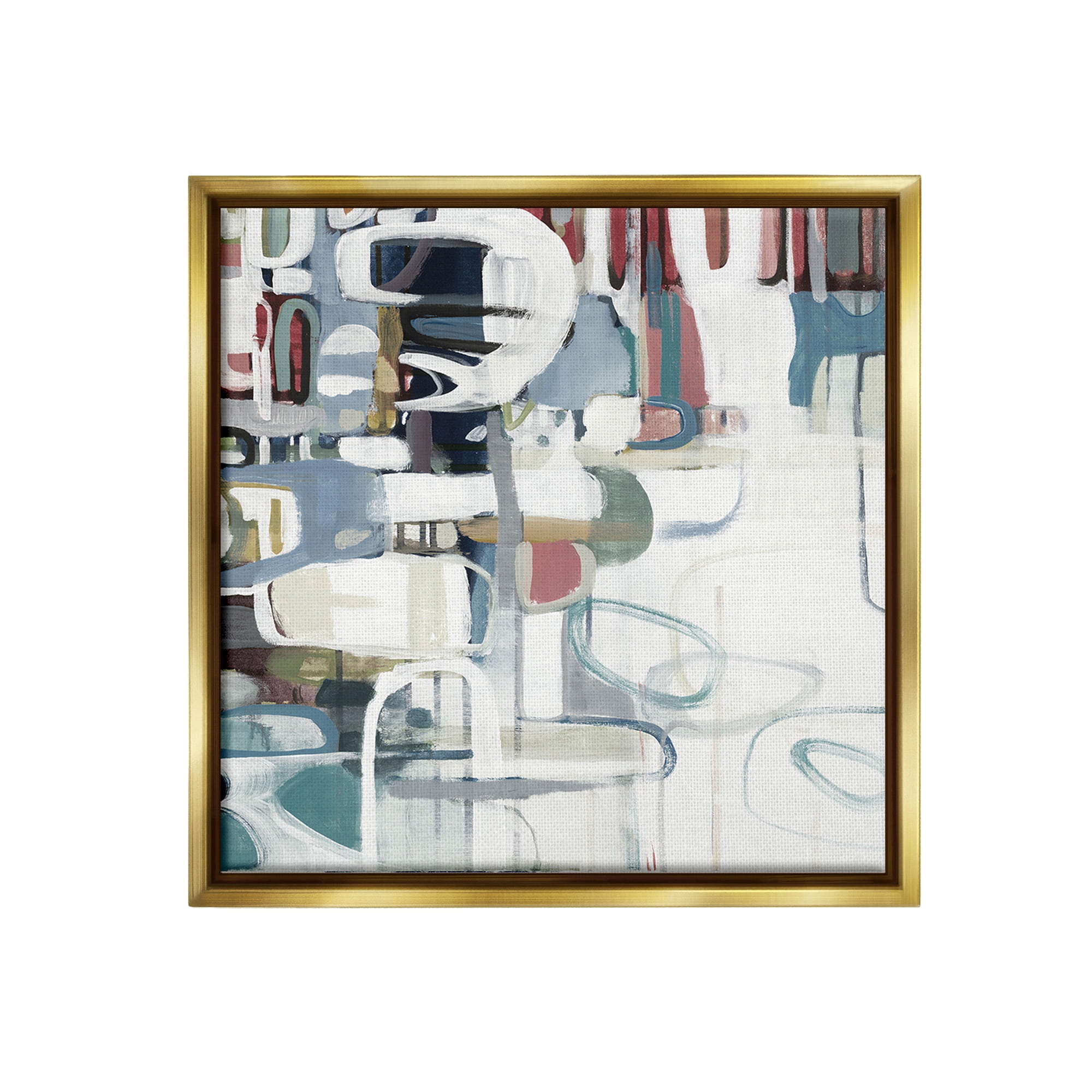 Stupell Industries Asymmetrical Abstract Forms Abstract Painting Gold Floater Framed Canvas Art Print Wall Art, 25 x 25