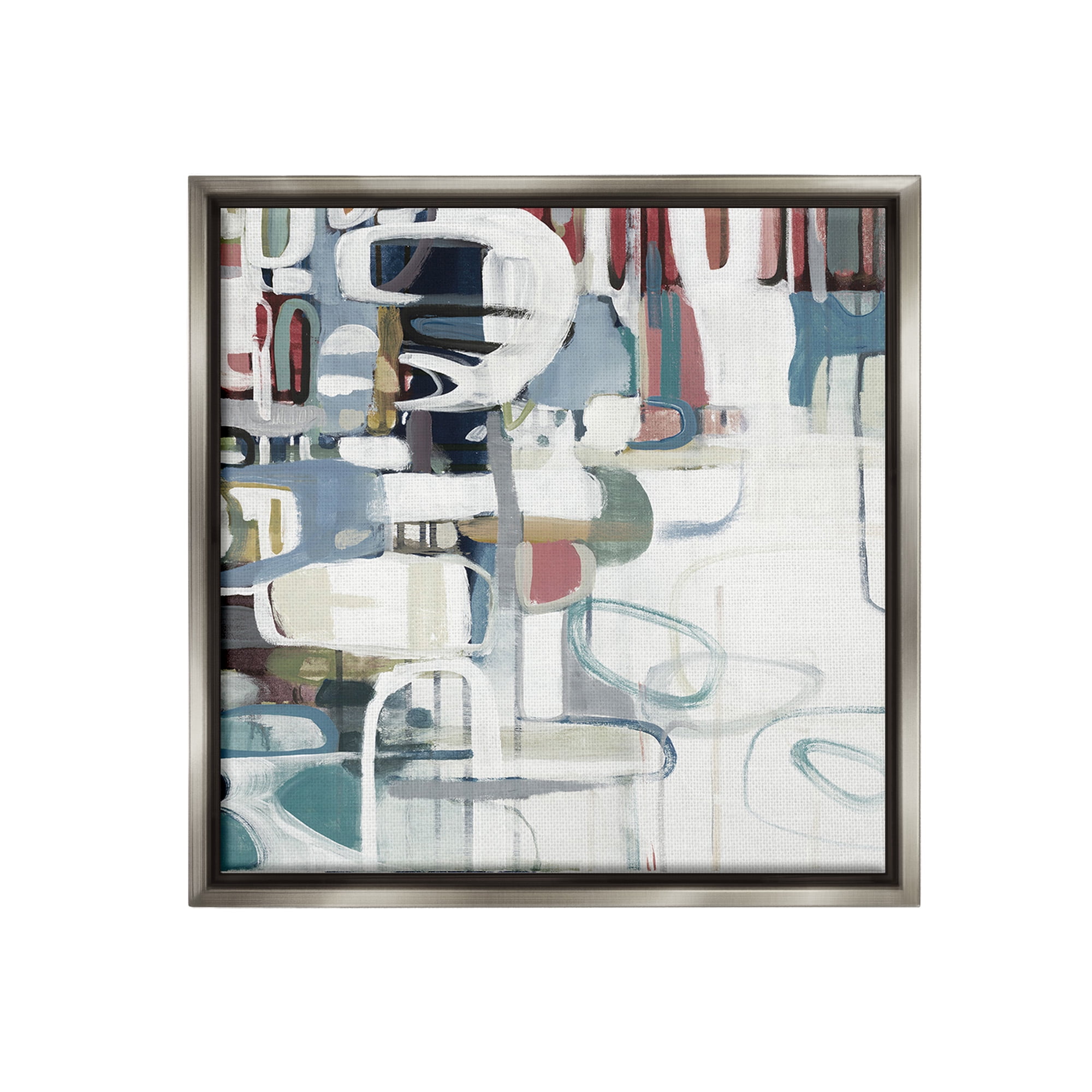 Stupell Industries Asymmetrical Abstract Forms Abstract Painting Gray Floater Framed Canvas Art Print Wall Art, 18 x 18