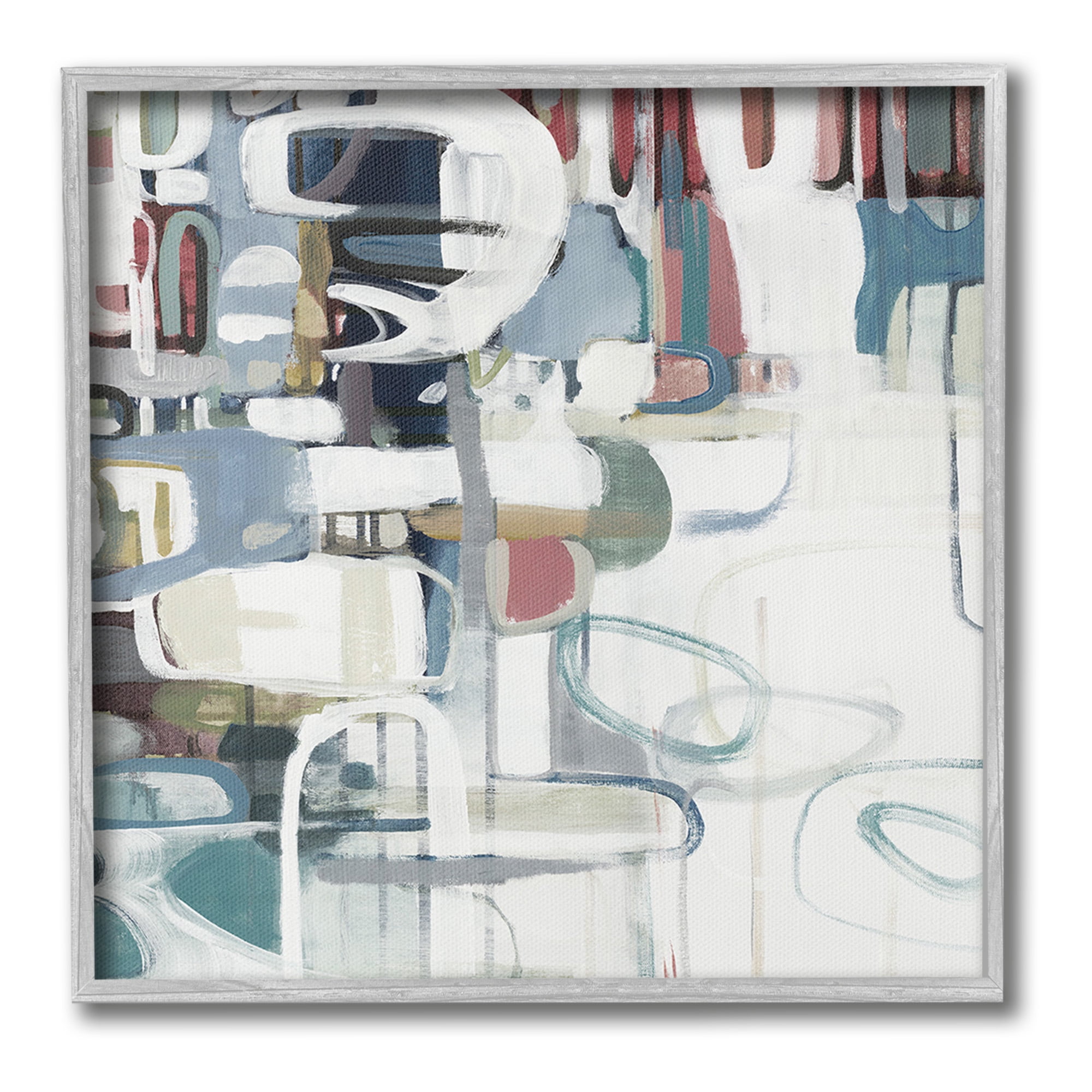 Stupell Industries Asymmetrical Abstract Forms Abstract Painting Gray Framed Art Print Wall Art, 17 x 17