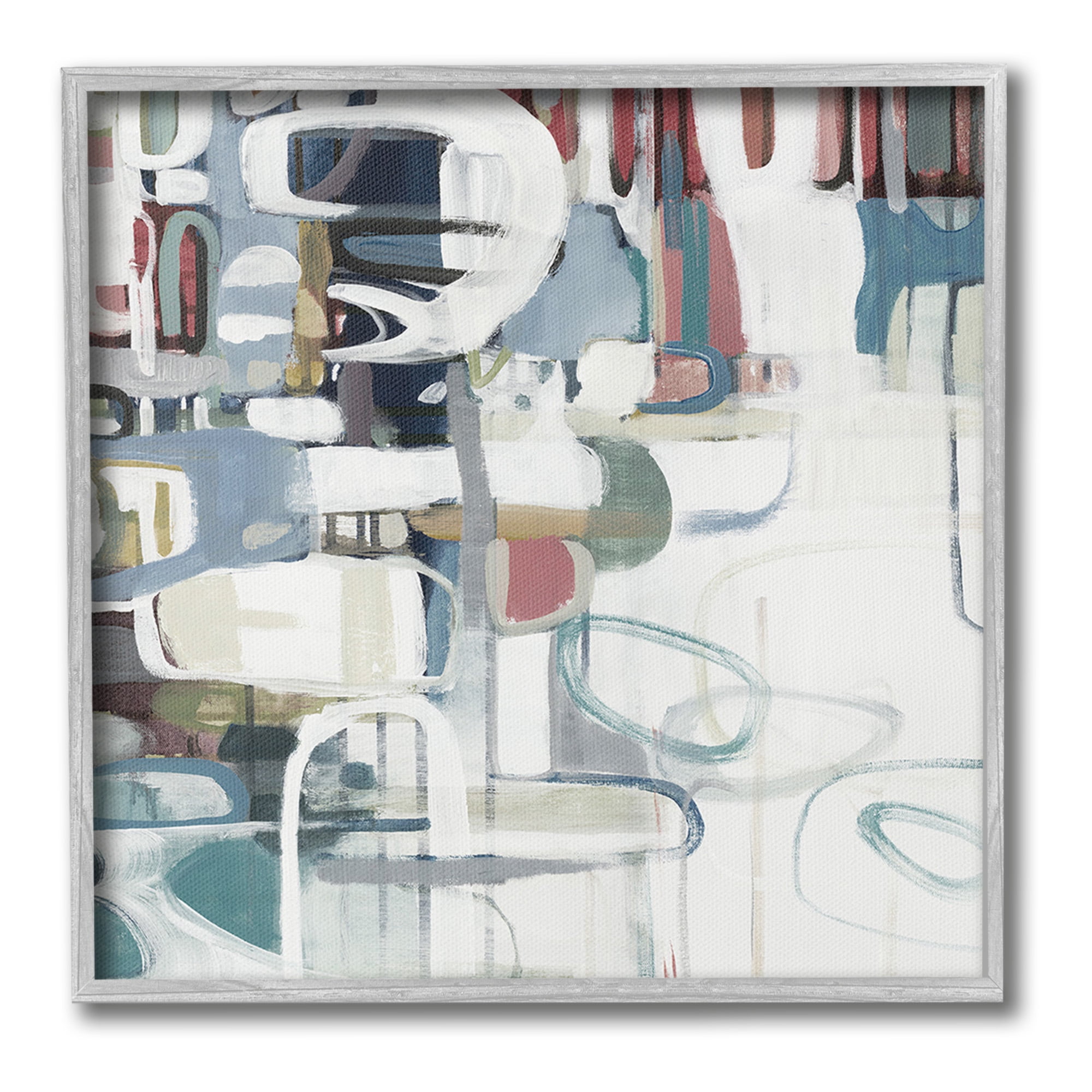 Stupell Industries Asymmetrical Abstract Forms Abstract Painting Gray Framed Art Print Wall Art, 24 x 24