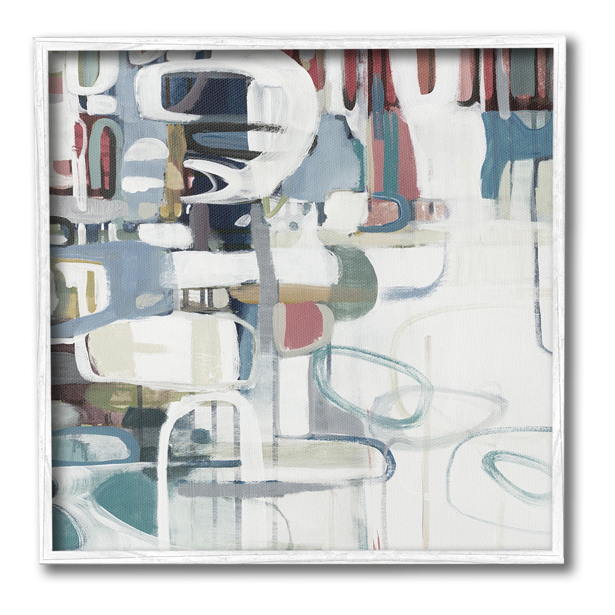 Stupell Industries Asymmetrical Abstract Forms Abstract Painting White Framed Art Print Wall Art, 17 x 17