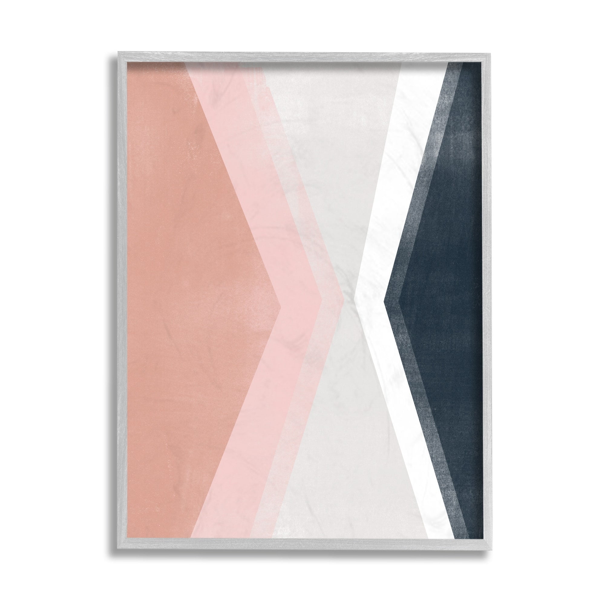 Stupell Industries Asymmetrical Angles Mirrored Pink Blue Shape Abstraction Grey Framed, 16 x 20, Design by June Erica Vess
