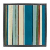 Stupell Industries Asymmetrical Blue Stripes Abstract Painting Black Floater Framed Canvas Art Print Wall Art, 18 x 18