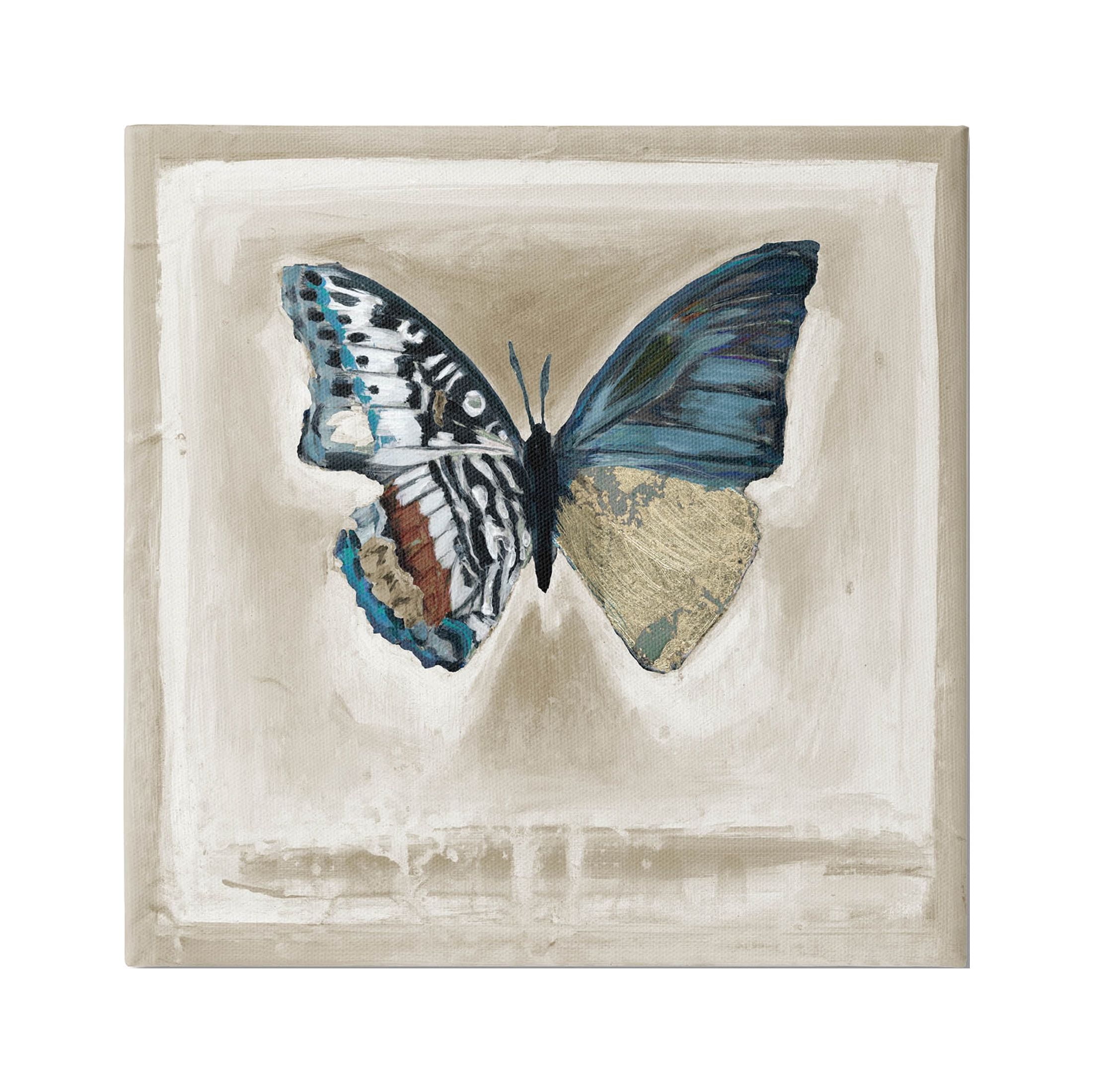 Stupell Industries Asymmetrical Butterfly Neutral Border Painting Gallery Wrapped Canvas Print Wall Art, Design by Stacy D'Aguiar