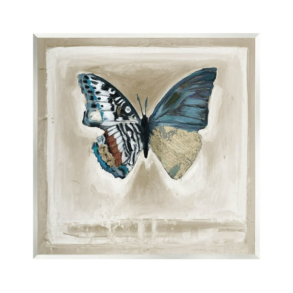 Stupell Industries Asymmetrical Butterfly Neutral Border Painting Unframed Art Print Wall Art, Design by Stacy D'Aguiar