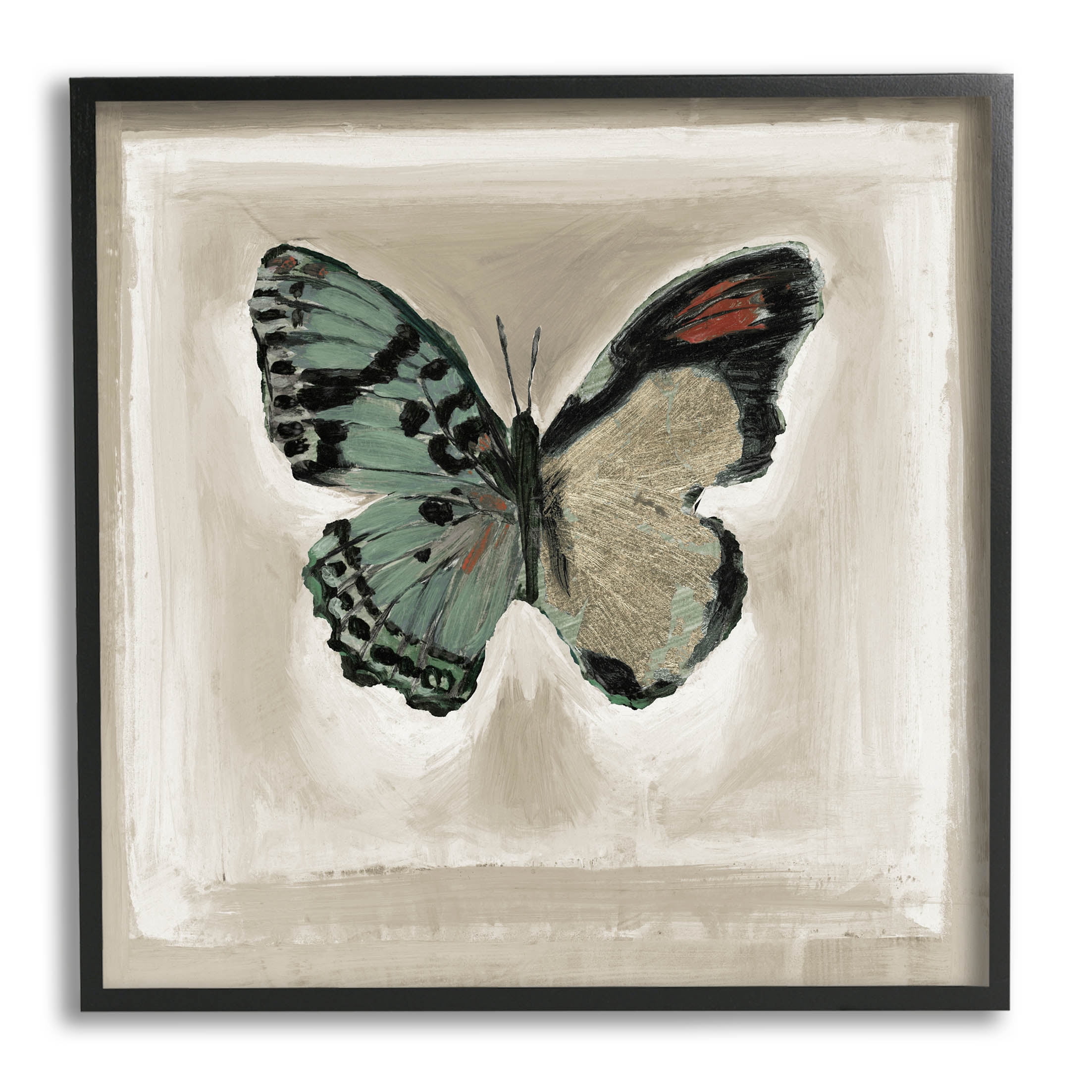 Stupell Industries Asymmetrical Butterfly Wings Painting Black Framed Art Print Wall Art, Design by Stacy D'Aguiar