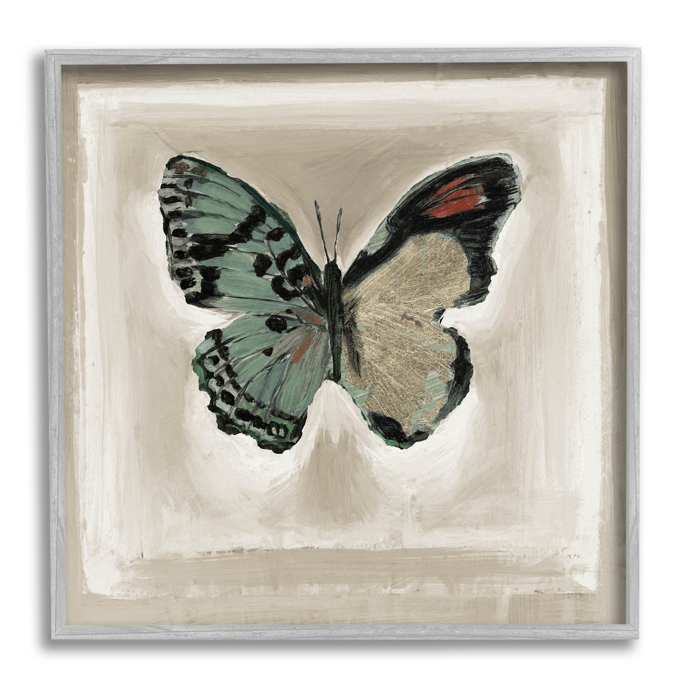 Stupell Industries Asymmetrical Butterfly Wings Painting Gray Framed Art Print Wall Art, Design by Stacy D'Aguiar