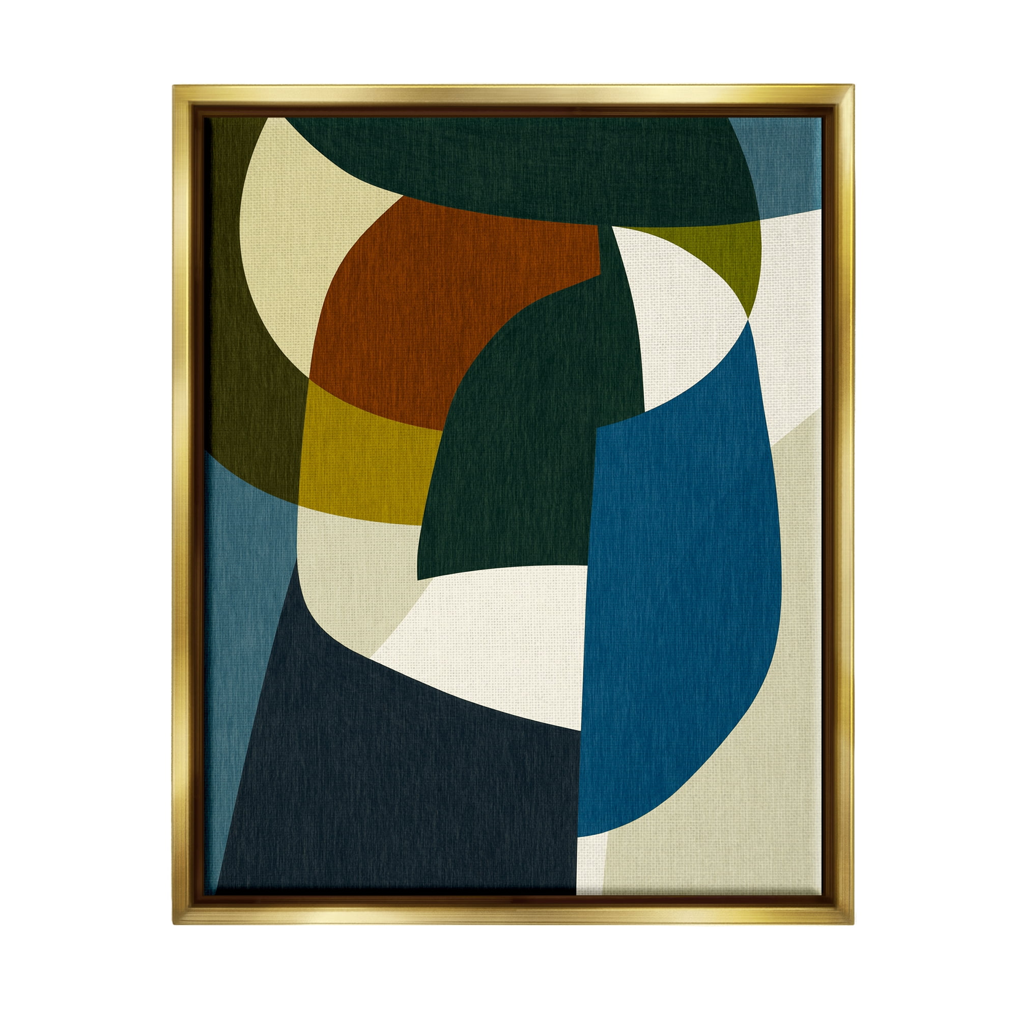 Stupell Industries Asymmetrical Geometric Shapes Abstract Painting Gold Floater Framed Canvas Art Print Wall Art, 17 x 21