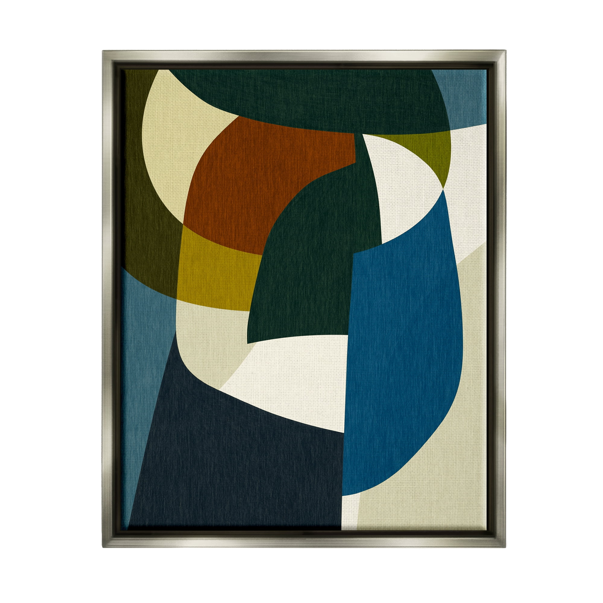 Stupell Industries Asymmetrical Geometric Shapes Abstract Painting Gray Floater Framed Canvas Art Print Wall Art, 17 x 21