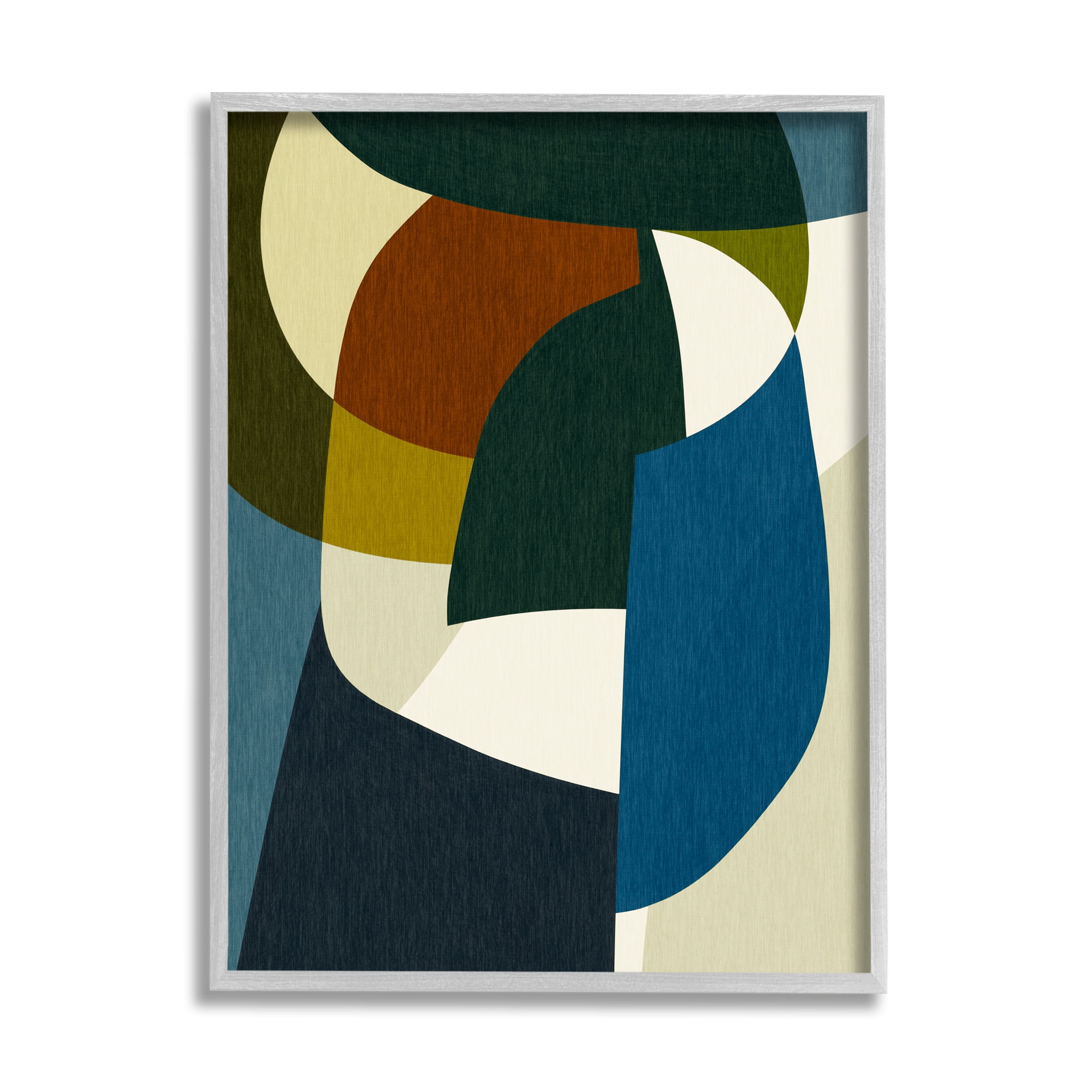 Stupell Industries Asymmetrical Geometric Shapes Abstract Painting Gray Framed Art Print Wall Art, 24 x 30