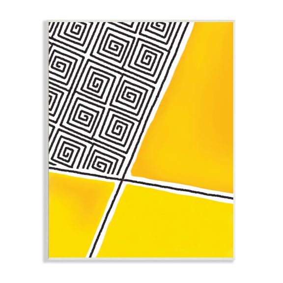 Stupell Industries Asymmetrical Geometrical Yellow Squares Abstract Lines, 13 x 19, Designed by Darlene Seale