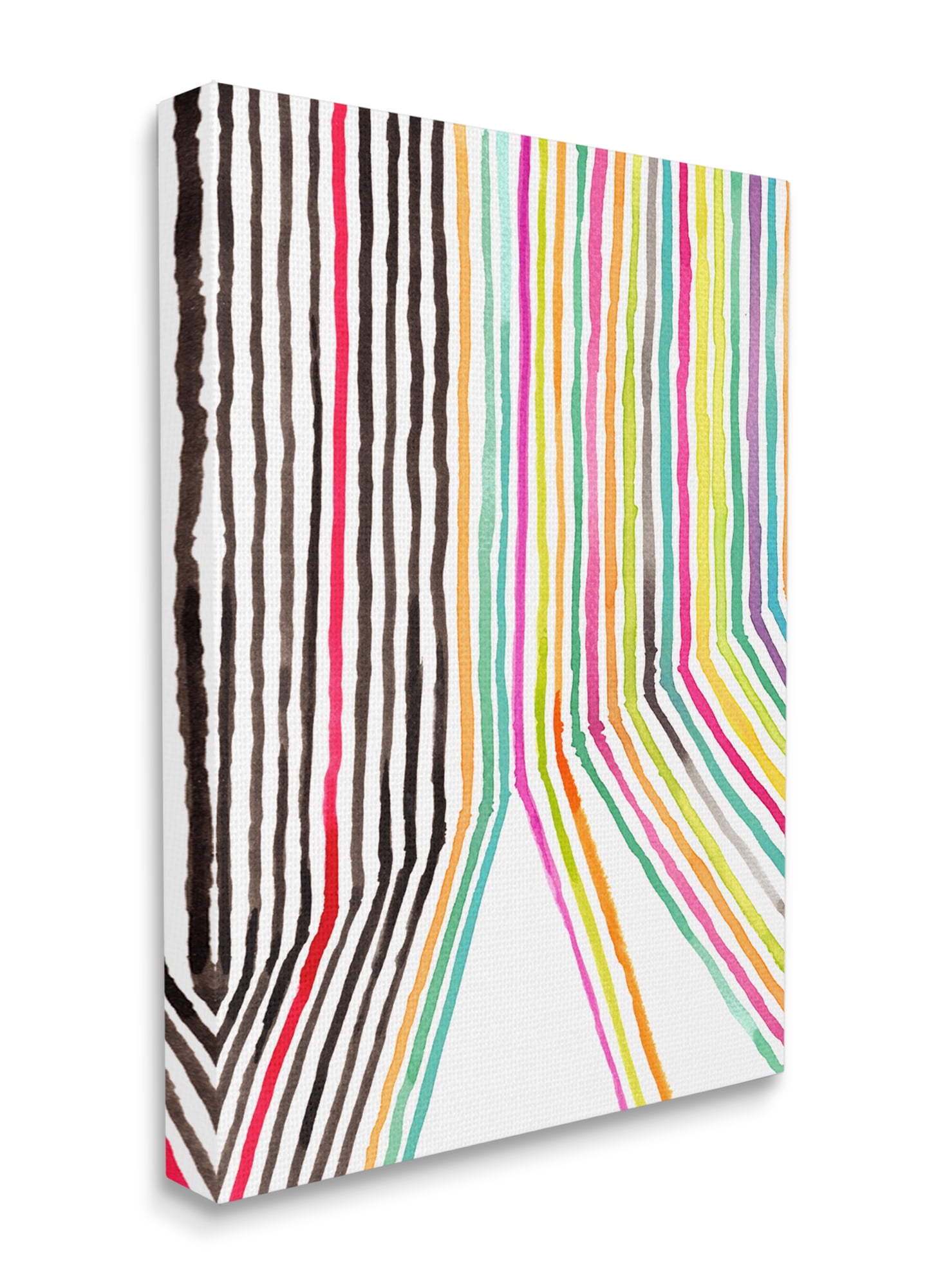 Stupell Industries Asymmetrical Line Breaks Between Fold Vibrant Rainbow Abstract Painting Gallery Wrapped Canvas Art Print Wall Art, 36 x 48