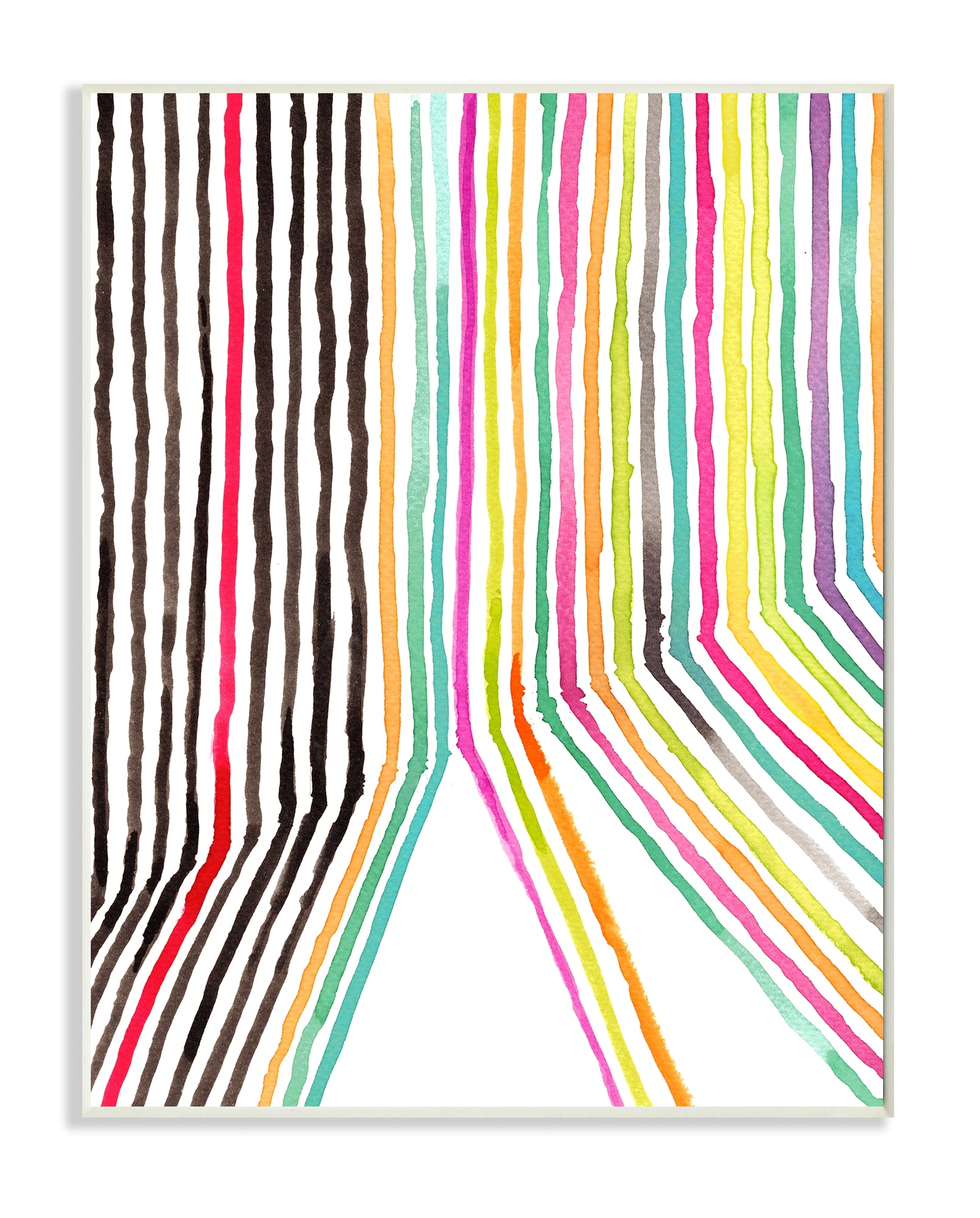 Stupell Industries Asymmetrical Line Breaks Between Fold Vibrant Rainbow Abstract Painting Unframed Art Print Wall Art, 13 x 19