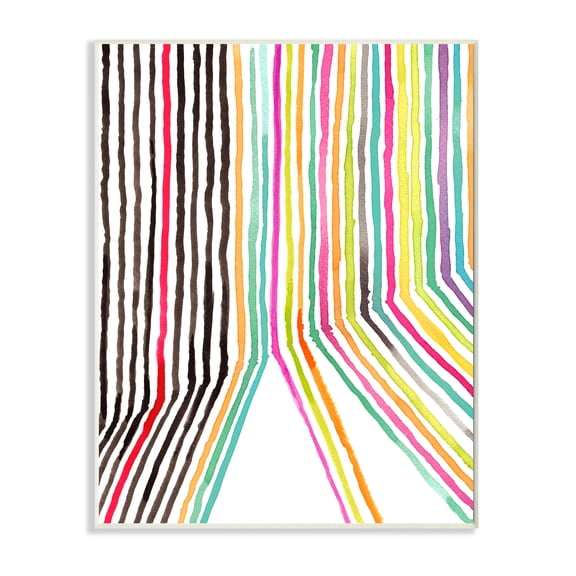 Stupell Industries Asymmetrical Line Breaks Between Fold Vibrant Rainbow Abstract Painting Unframed Art Print Wall Art, 13 x 19