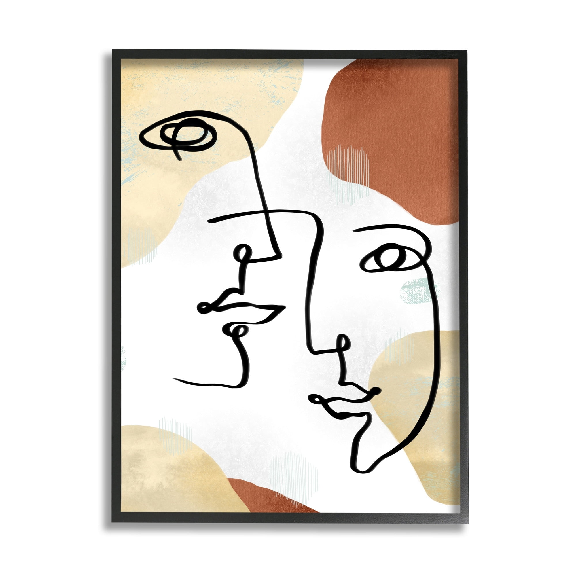 Stupell Industries Asymmetrical Linework Portraits Abstract Organic Shapes Black Framed, 16 x 20, Design by Ziwei Li