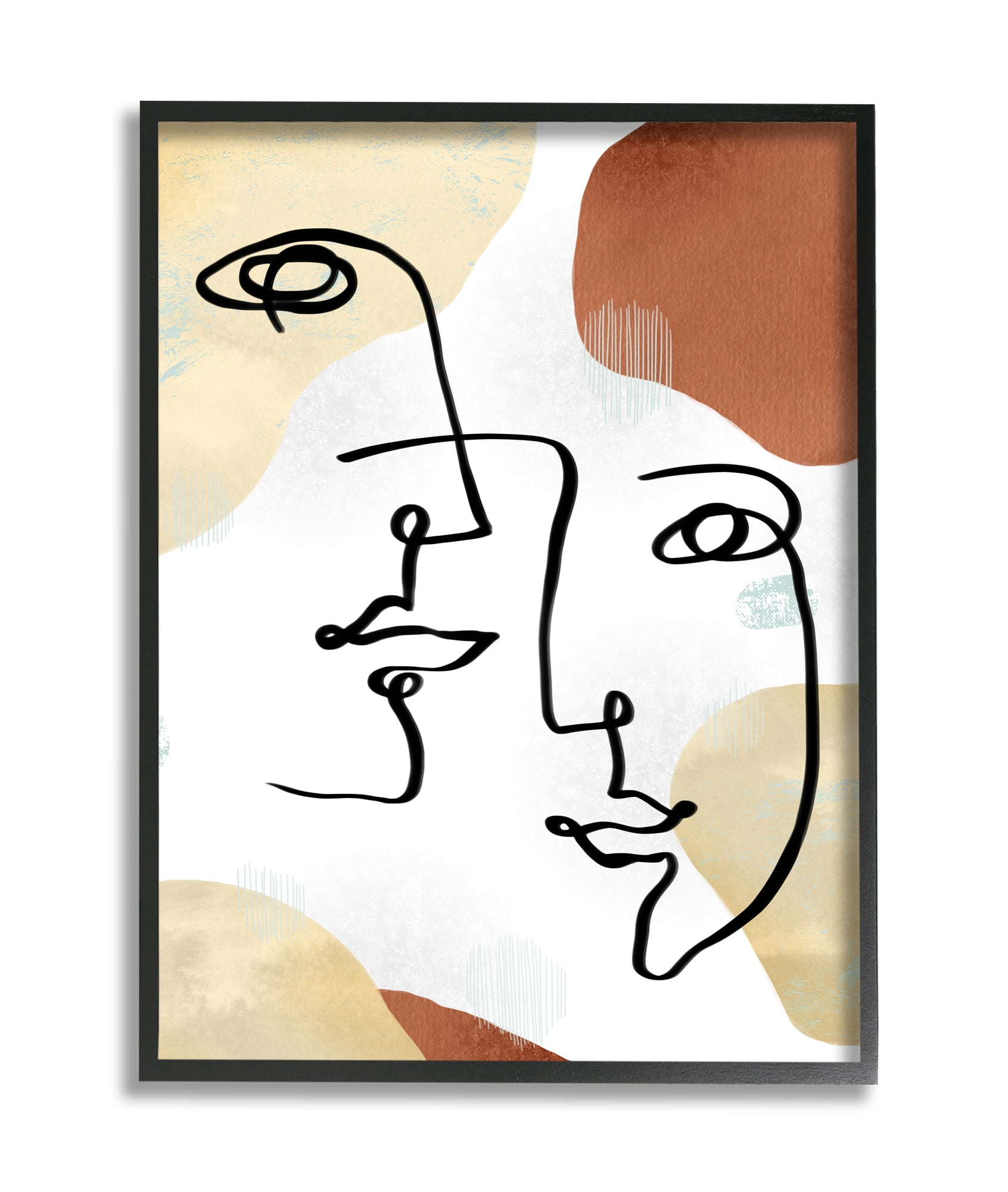 Stupell Industries Asymmetrical Linework Portraits Abstract Organic Shapes Black Framed, 24 x 30, Design by Ziwei Li