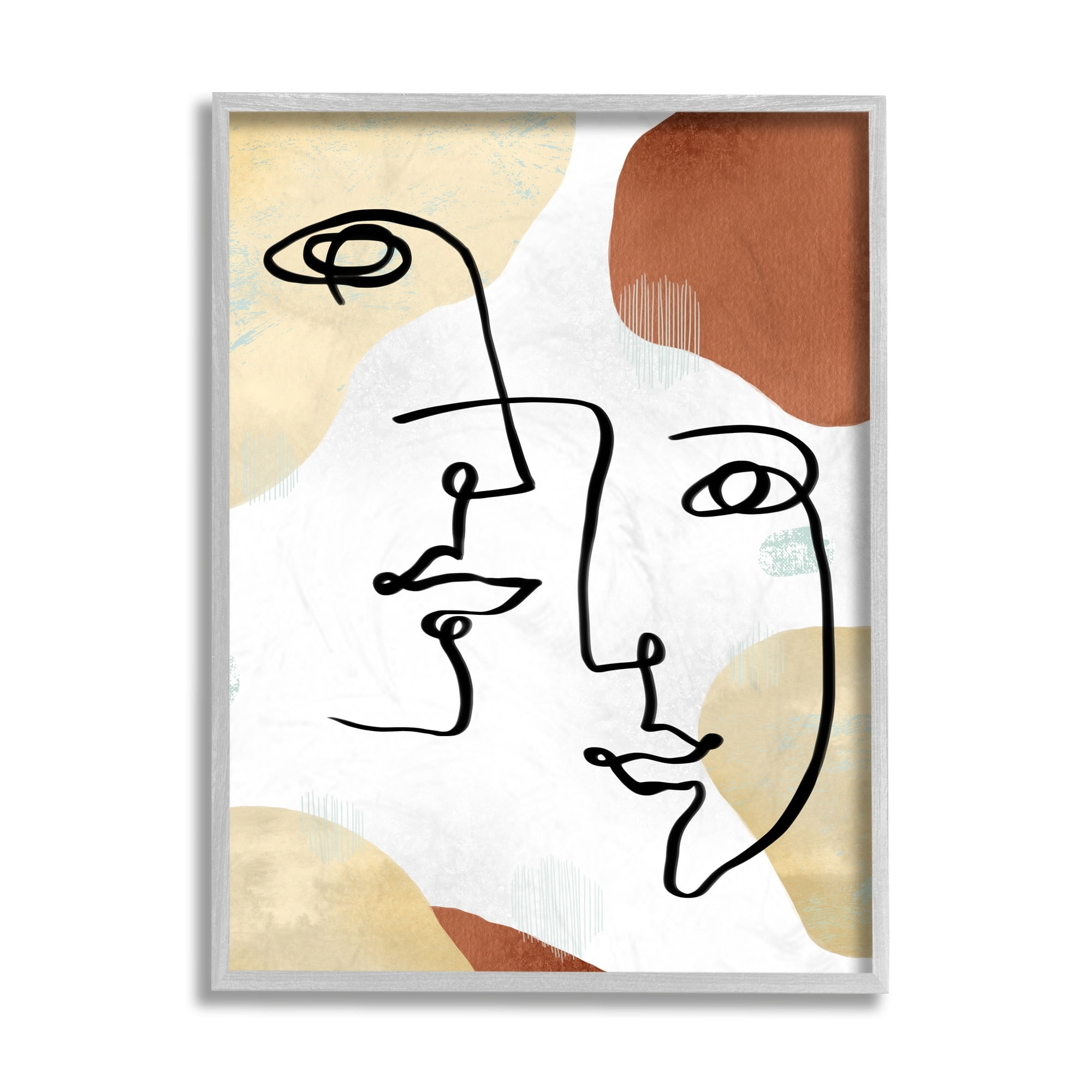 Stupell Industries Asymmetrical Linework Portraits Abstract Organic Shapes Grey Framed, 16 x 20, Design by Ziwei Li