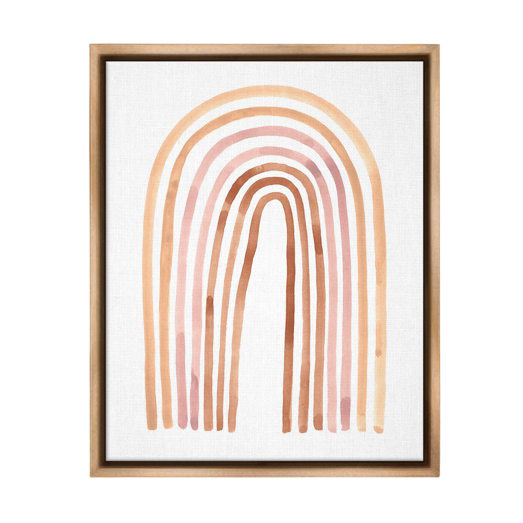 Stupell Industries Asymmetrical Rainbow Arch Landscape Painting Brown Floater Framed Canvas Art Print Wall Art, 25 x 31
