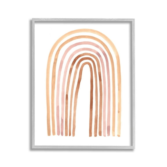 Stupell Industries Asymmetrical Rainbow Arch Landscape Painting Gray Framed Art Print Wall Art, 11 x 14