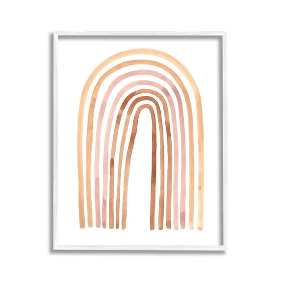 Stupell Industries Asymmetrical Rainbow Arch Landscape Painting White Framed Art Print Wall Art, 11 x 14