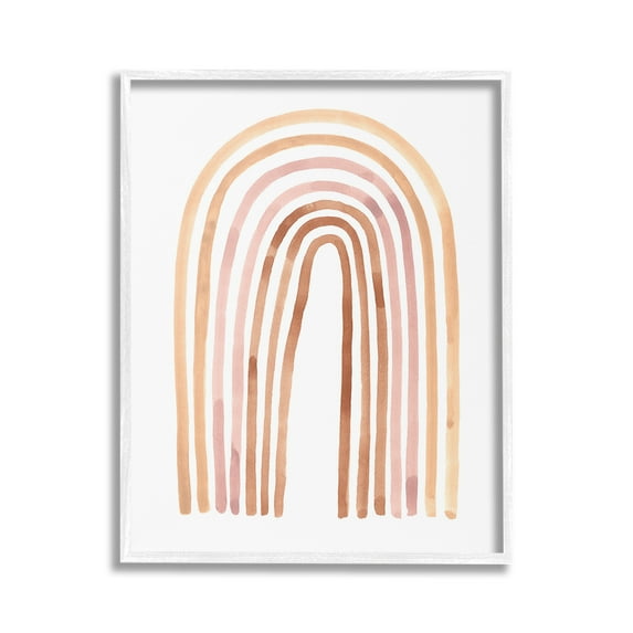 Stupell Industries Asymmetrical Rainbow Arch Landscape Painting White Framed Art Print Wall Art, 16 x 20