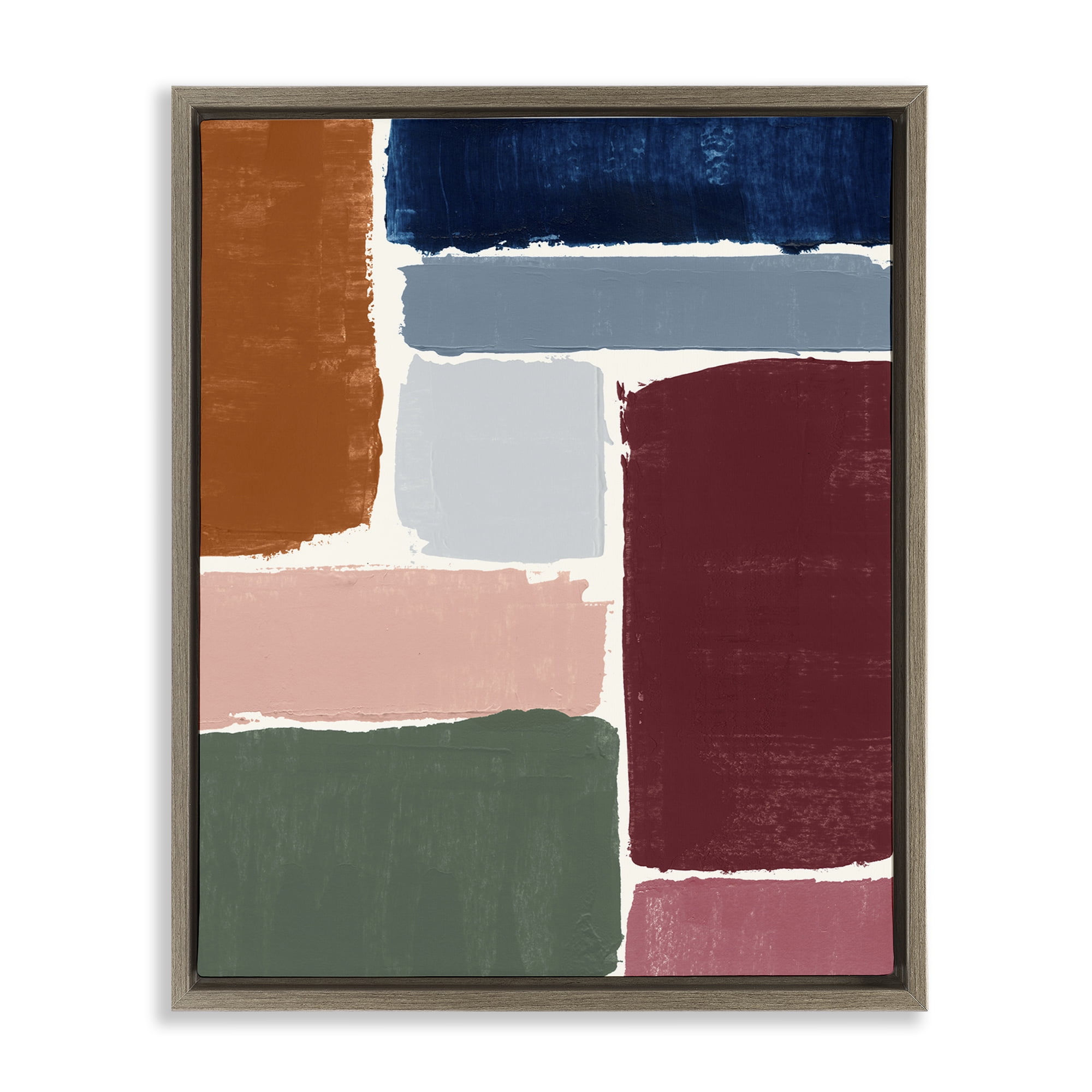 Stupell Industries Asymmetrical Shapes Pattern Abstract Painting Brown Floater Framed Canvas Art Print Wall Art, 17 x 21