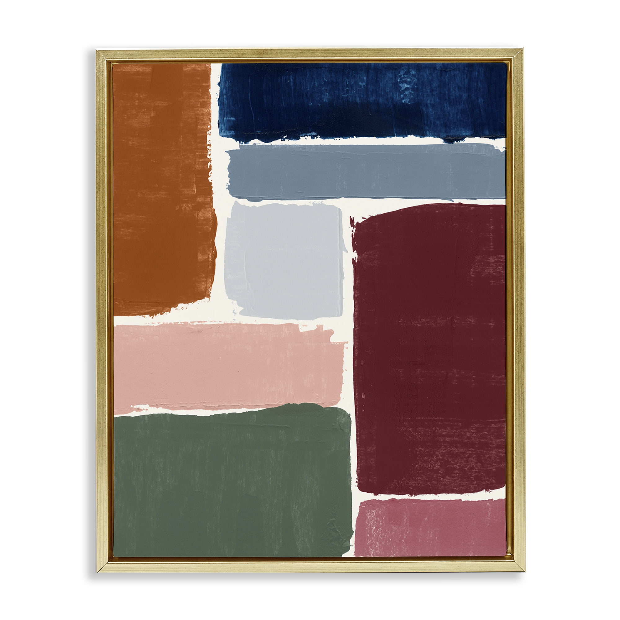 Stupell Industries Asymmetrical Shapes Pattern Abstract Painting Gold Floater Framed Canvas Art Print Wall Art, 25 x 31