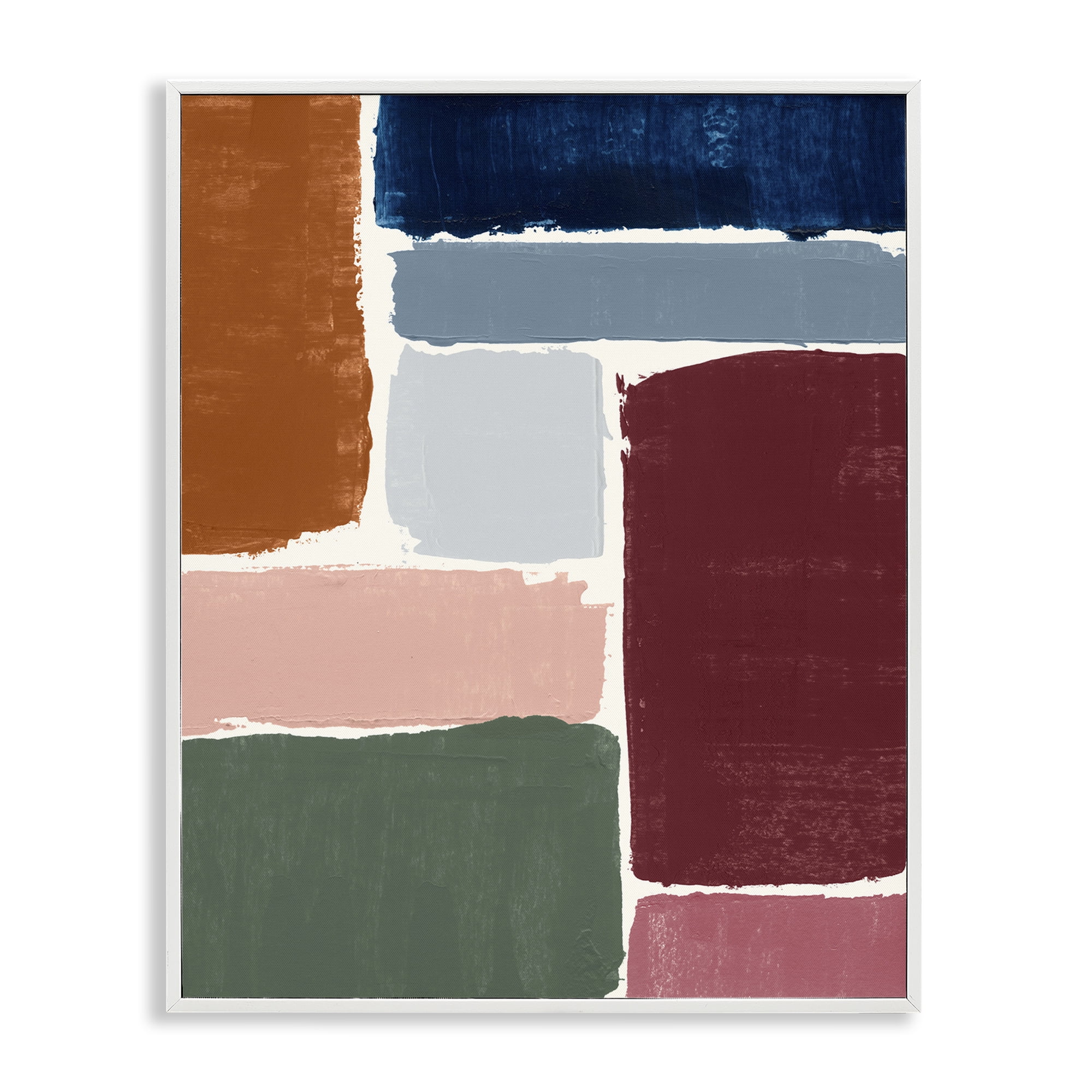 Stupell Industries Asymmetrical Shapes Pattern Abstract Painting White Framed Art Print Wall Art, 16 x 20
