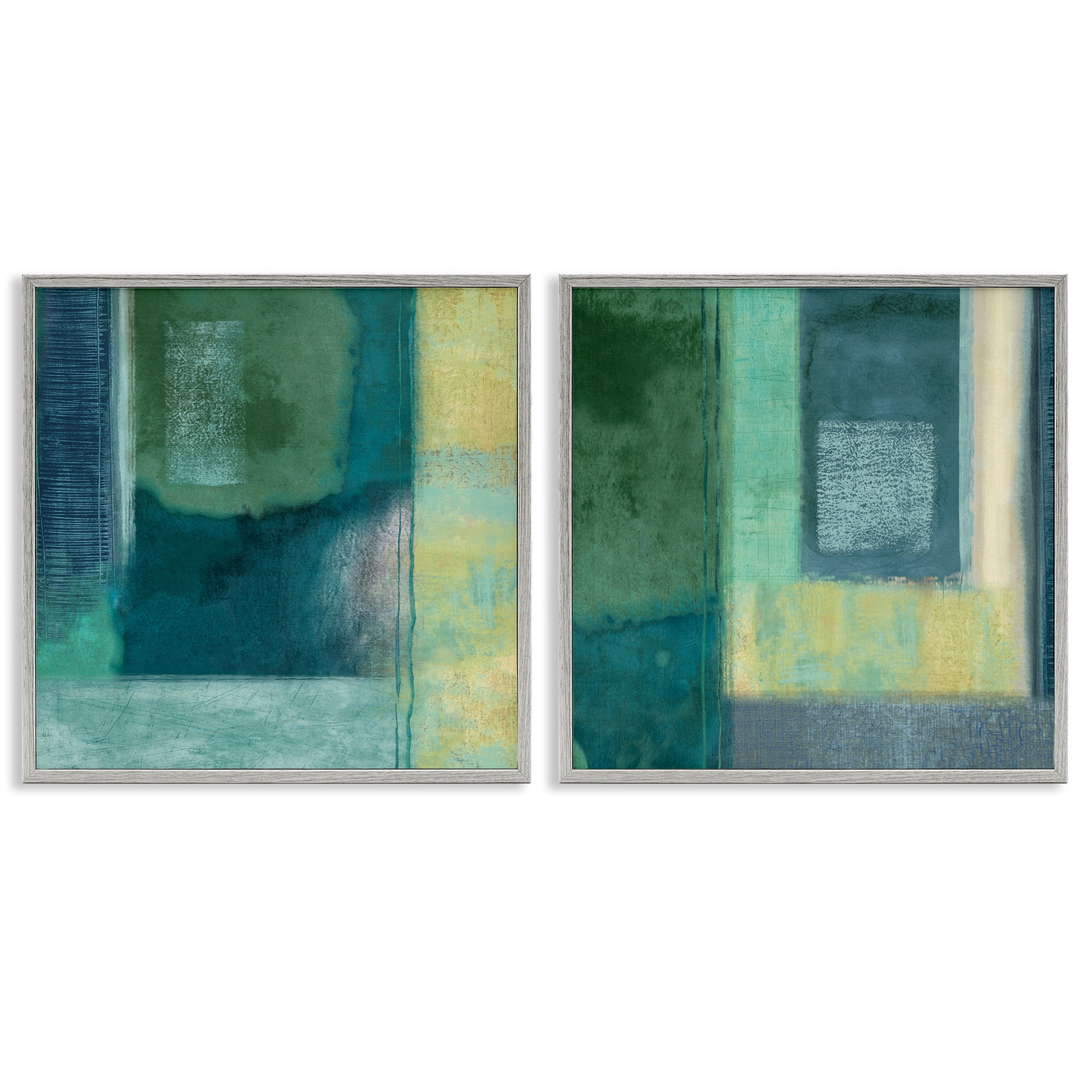 Stupell Industries Asymmetrical Soft Abstract Shapes Abstract Painting Gray Framed Art Print Wall Art, 12 x 12, Set of 2