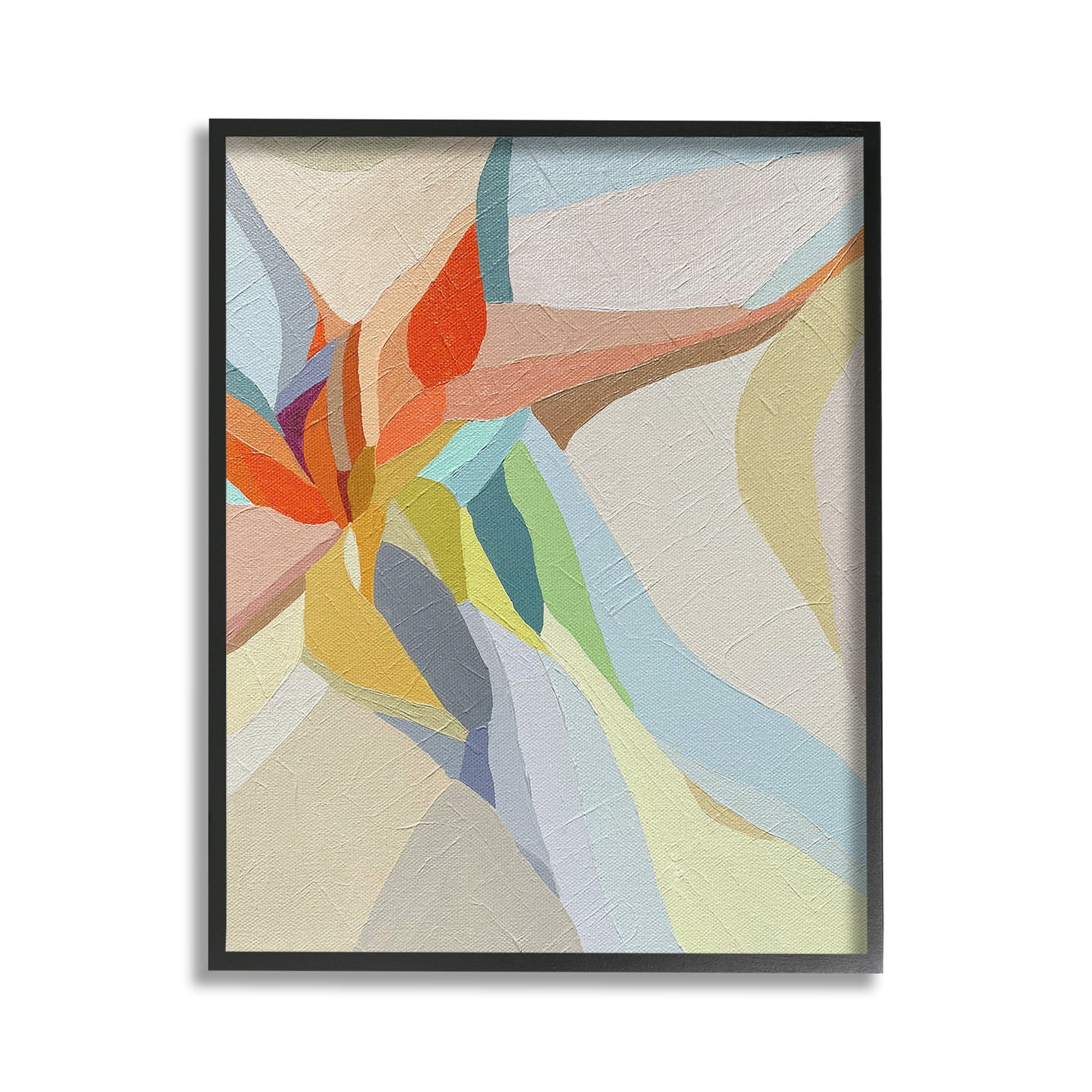 Stupell Industries Asymmetrical Soft Shapes Abstract Painting Black Framed Art Print Wall Art, 24 x 30